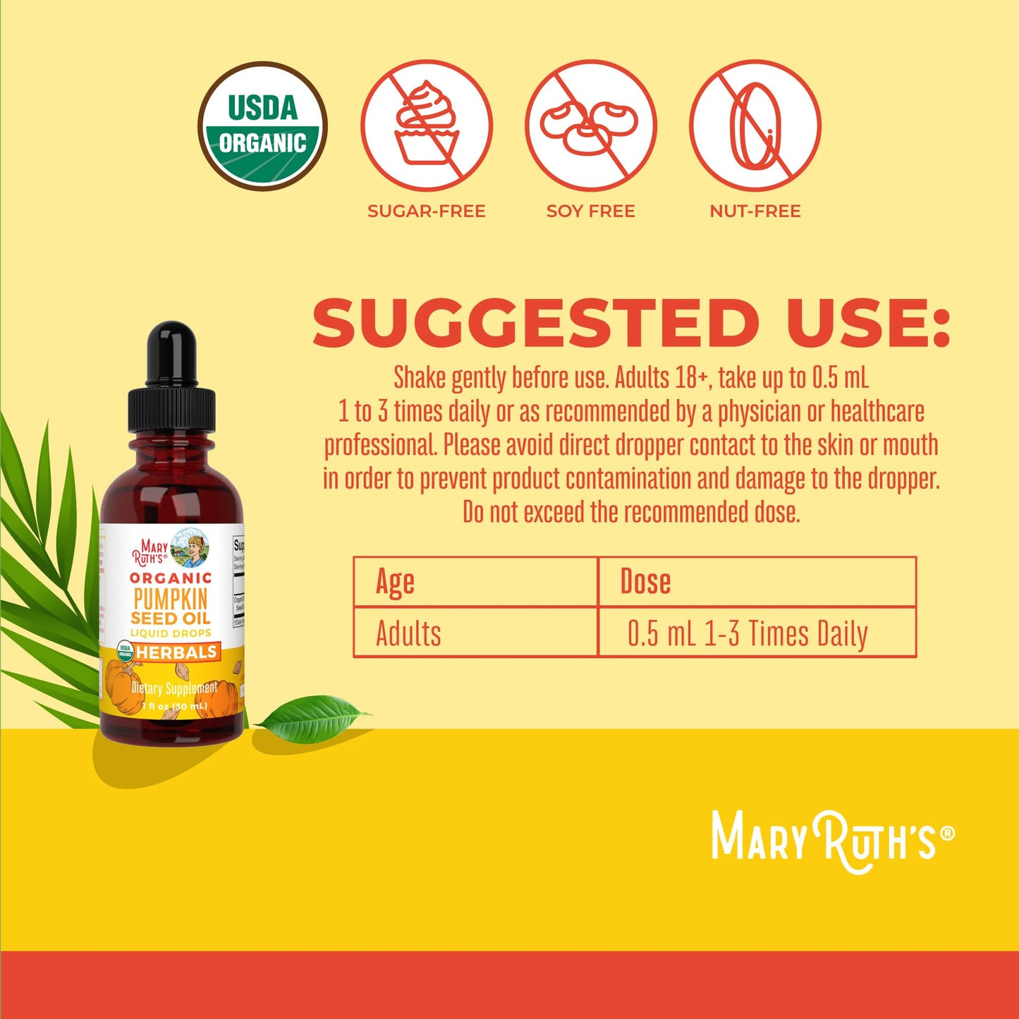 MaryRuth Organics Pumpkin Seed Oil Cold Pressed | 2 Month Supply | USDA Organic Pumpkin Seed Liquid Drops for Men and Women | Urinary Health in Men | Sugar Free | Vegan | Non-GMO | 60 Servings MARYRUTH'SUS supplements