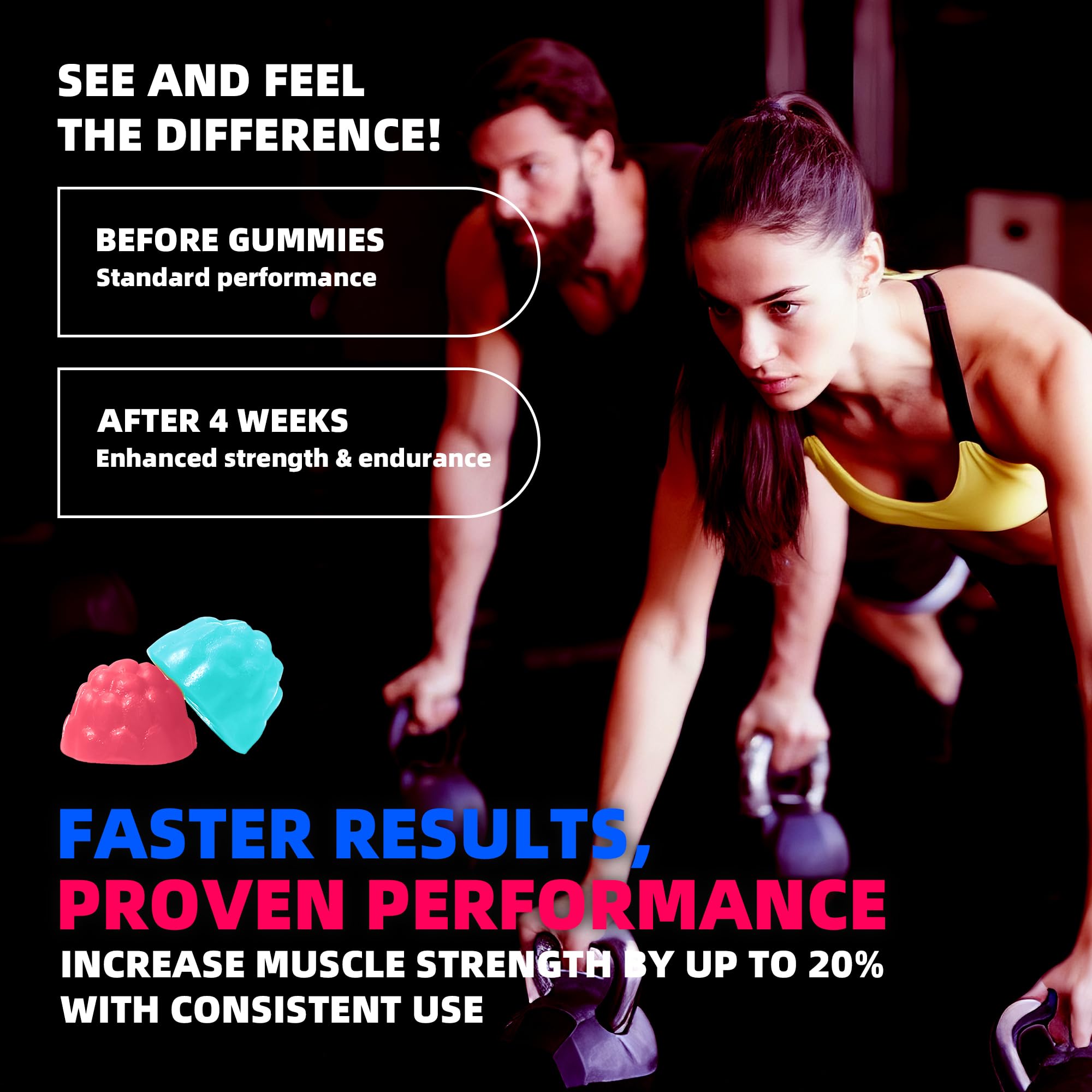 NSF Certified Creatine Gummy 5g - Creatine Monohydrate Gummies for Men & Women. Boost Focus,Strength, and Endurance, Anti-Melting Formula, Vegan, Gluten-Free, Non-GMO,(Raspberry & Blueberry 135 ct) AllcoovitaAu supplements