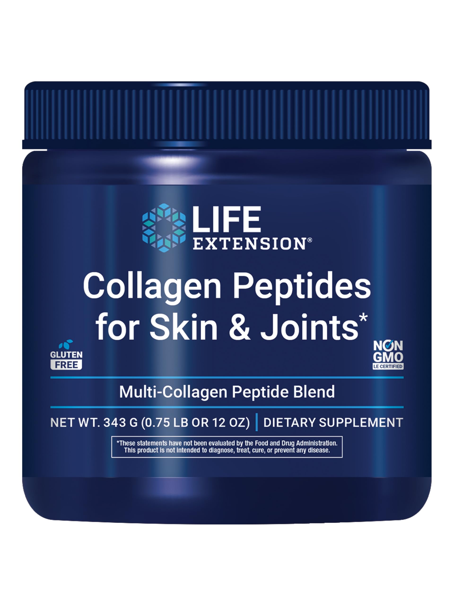 Life Extension Collagen Peptides for Skin & Joints, Collagen Types I, II & III in an Easy-Mix Powder, Gluten Free, Non-GMO, net Weight 343 Grams Life ExtensionAu supplements