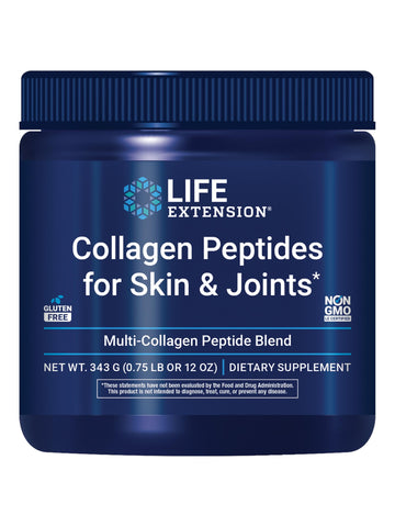 Life Extension Collagen Peptides for Skin & Joints, Collagen Types I, II & III in an Easy-Mix Powder, Gluten Free, Non-GMO, net Weight 343 Grams Life ExtensionAu supplements