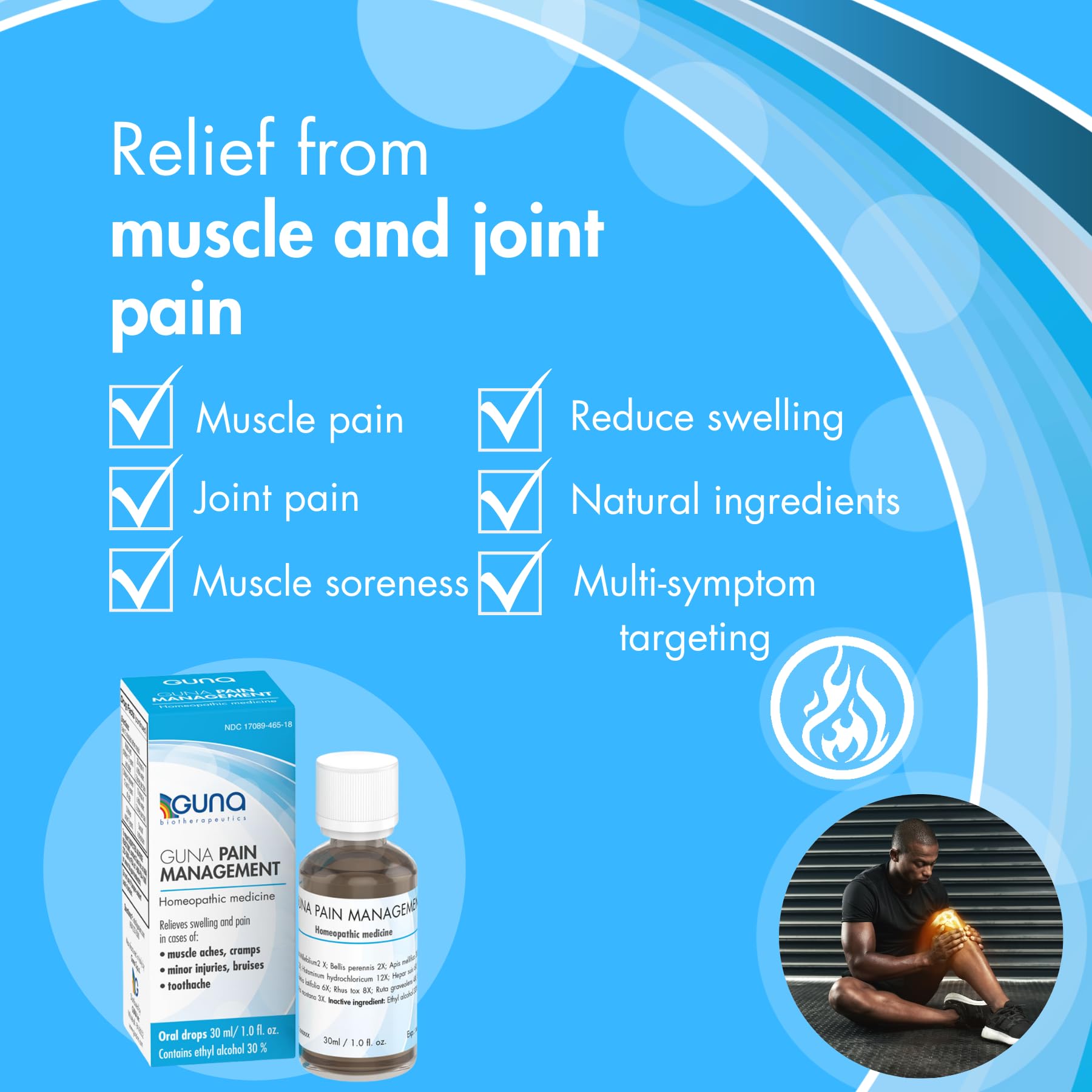 Guna Pain Management Relieves Muscle Pain, Muscle Soreness, Joint Pain, Swelling from Injuries & Bruises - 1 Ounce GUNAAu supplements