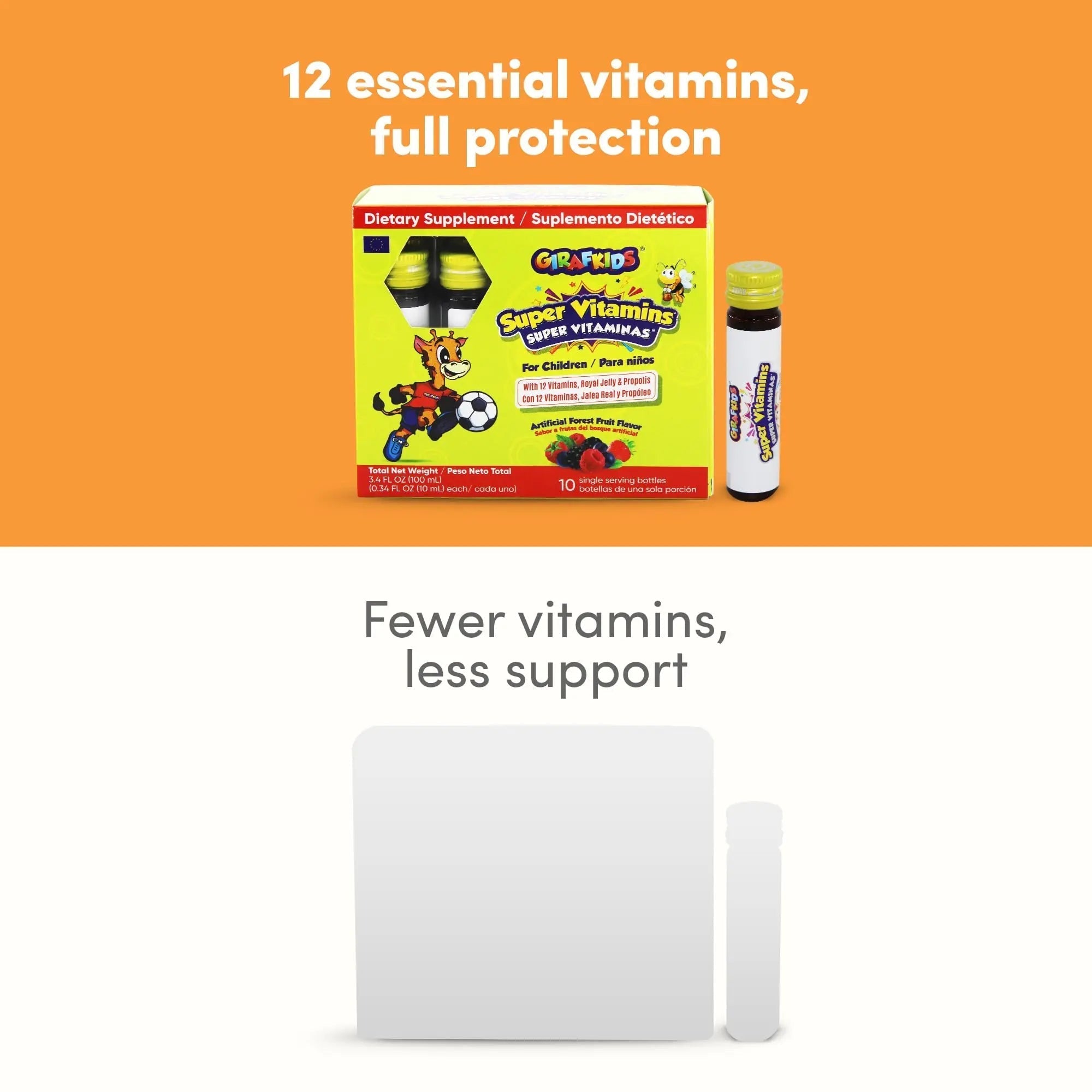 GirafKids Super Vitamins for Kids with Royal Jelly and Propolis, 10 multivitamin servings - Wellness Formula Vitamin C, B Complex, D3, E & Folic Acid PHARMADELAu supplements