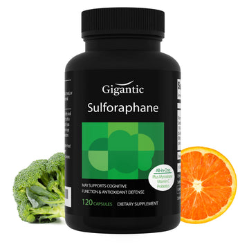 GIGANTIC Sulforaphane + Myrosinase 10mg (120 Capsules) - Includes Vitamin C GIGANTICUS supplements