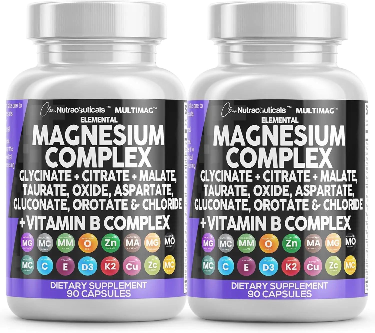 Clean Nutraceuticals Magnesium Complex with Magnesium Glycinate Citrate Malate Oxide Taurate Aspartate Orotate & Mag Chloride, Zinc Copper Manganese (90 Count (Pack of 2)) Clean NutraceuticalsAu supplements
