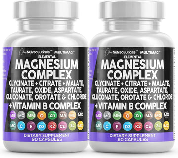 Clean Nutraceuticals Magnesium Complex with Magnesium Glycinate Citrate Malate Oxide Taurate Aspartate Orotate & Mag Chloride, Zinc Copper Manganese (90 Count (Pack of 2)) Clean NutraceuticalsAu supplements