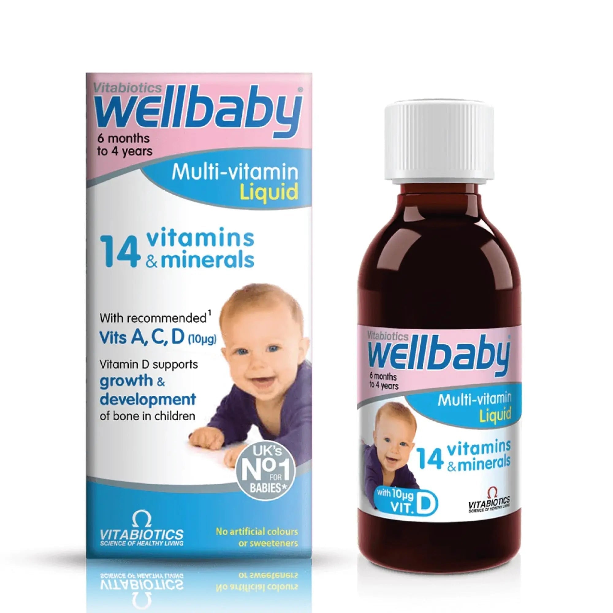Vitabiotics Wellbaby Multi-Vitamin Liquid - Immune System Multivitamin for Infants and Babies Ages 6 Months to 4 Years - 150mL WELLBABYAu supplements
