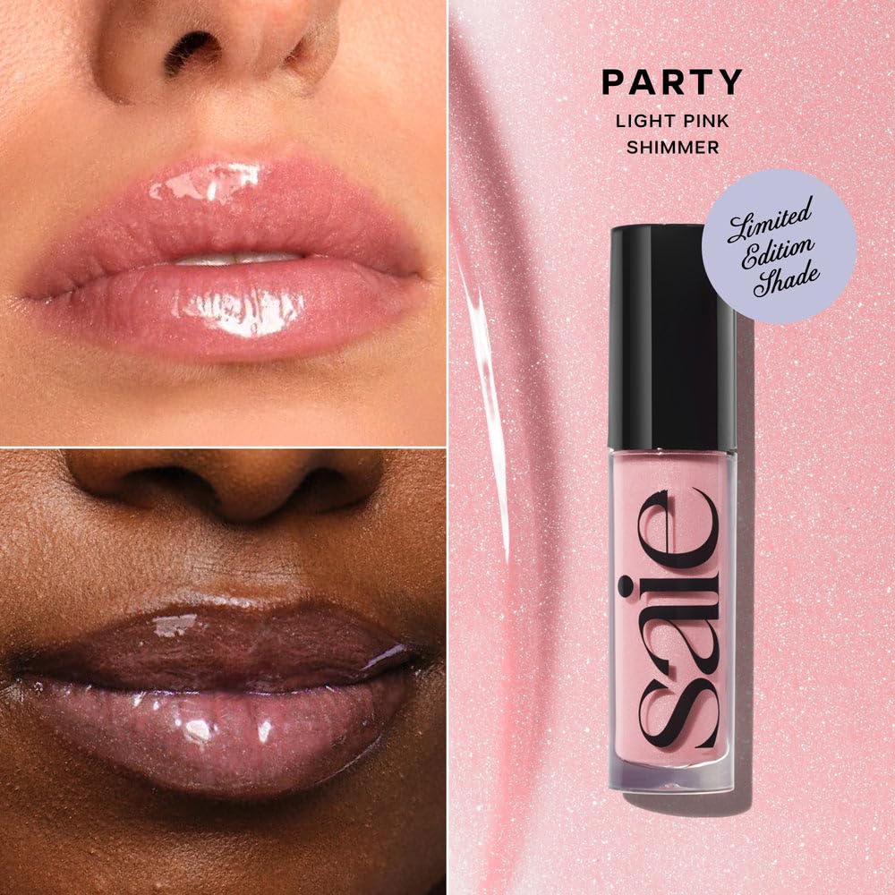 Saie Glossybounce High-Shine Hydrating Lip Gloss Oil - Sheer Tinted Lip Oil with Hyaluronic Acid + Jojoba Oil for Long-Lasting Moisture (.17 oz) (Disco + Bounce) SaieAu supplements