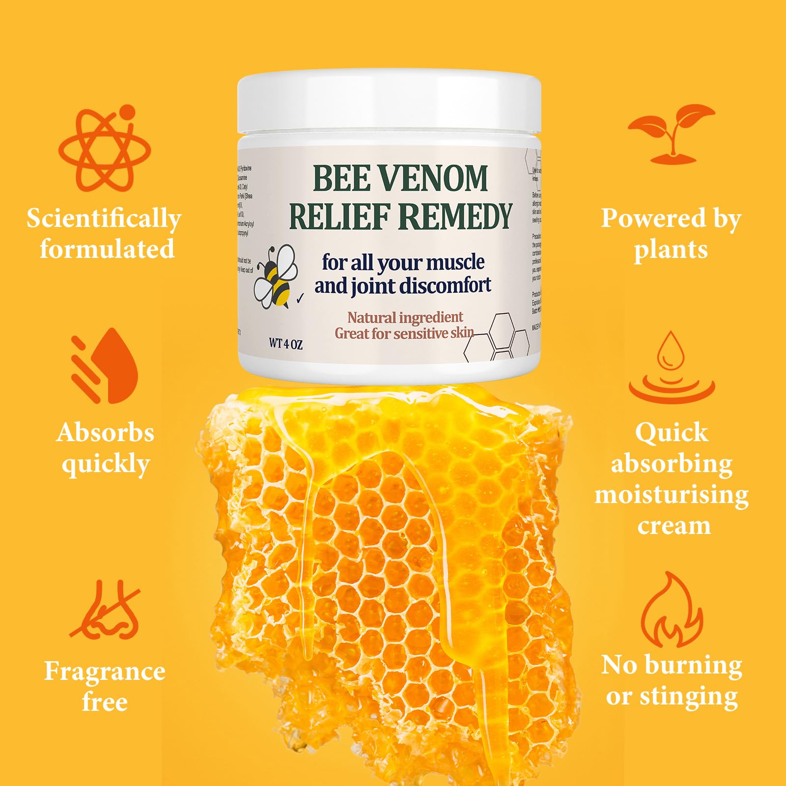KOKOMAANE Bee Venom Muscle Bone Cream, Fast Acting, for Back, Neck, Hand, Foot, Knee, Muscle, Shoulder, Topical, Wrist, Elbow, Hip, Nerve, Plantar, Ankle, Foot discomfort, Vitamin B6 KOKOMAANEAu supplements