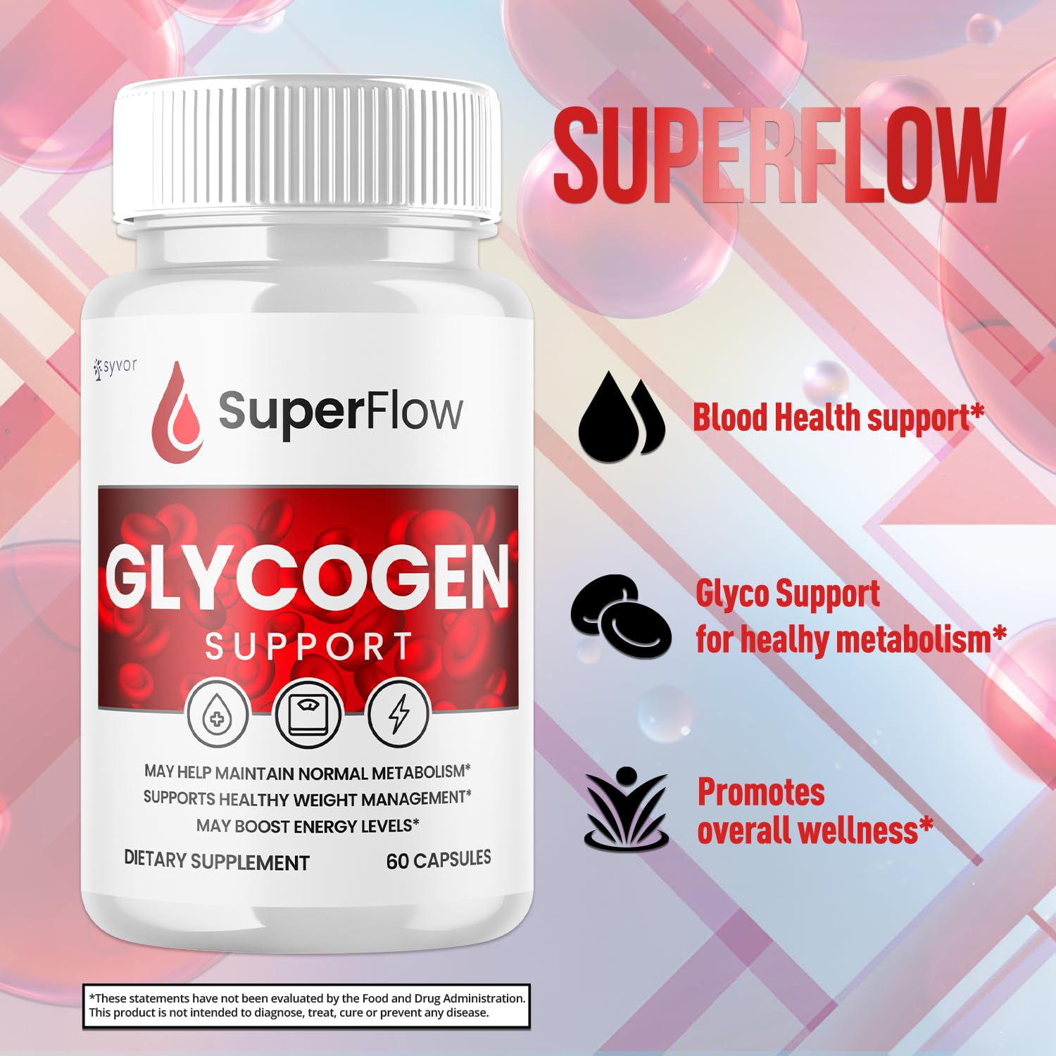 (2 Pack) Super Flow Glycogen Support, Official SuperFlow Advanced Formula Glyco Optimizer Capsules, All Natural Super Flow Pills, Daily Wellness Supplement to Support Healthy Balance (120 Capsules) SyvorAu supplements