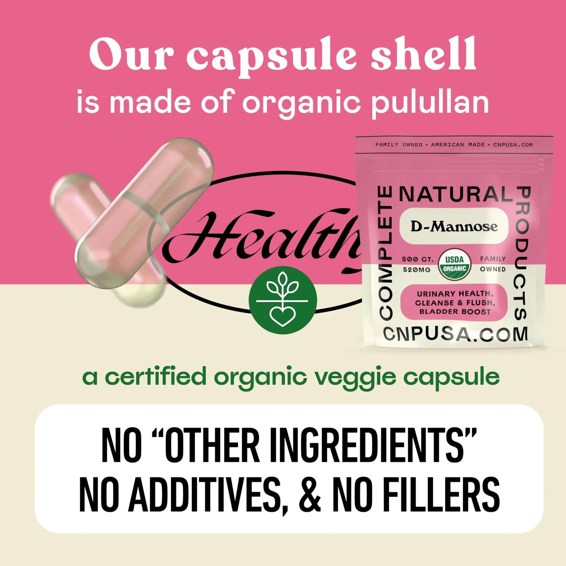 D Mannose 520mg Capsules - Organic D Mannose Supplement for UT Support, Urinary Tract Bladder Health Pills, Plant Based Formula, Vegan Non GMO, No Fillers, 500 Capsule Count Made USA Certified Kosher Complete Natural ProductsAu supplements