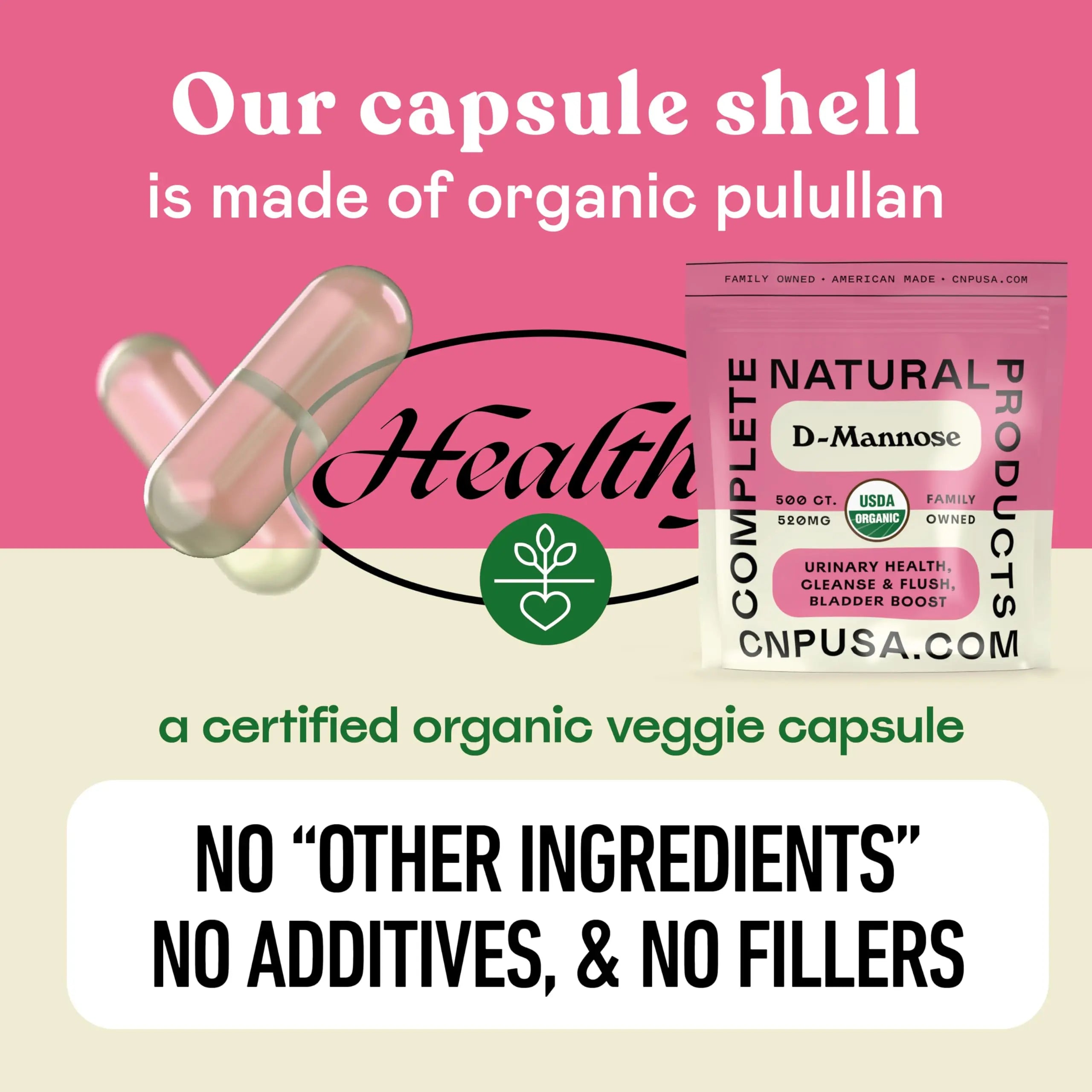 D Mannose 520mg Capsules - Organic D Mannose Supplement for UT Support, Urinary Tract Bladder Health Pills, Plant Based Formula, Vegan Non GMO, No Fillers, 500 Capsule Count Made USA Certified Kosher Complete Natural ProductsAu supplements