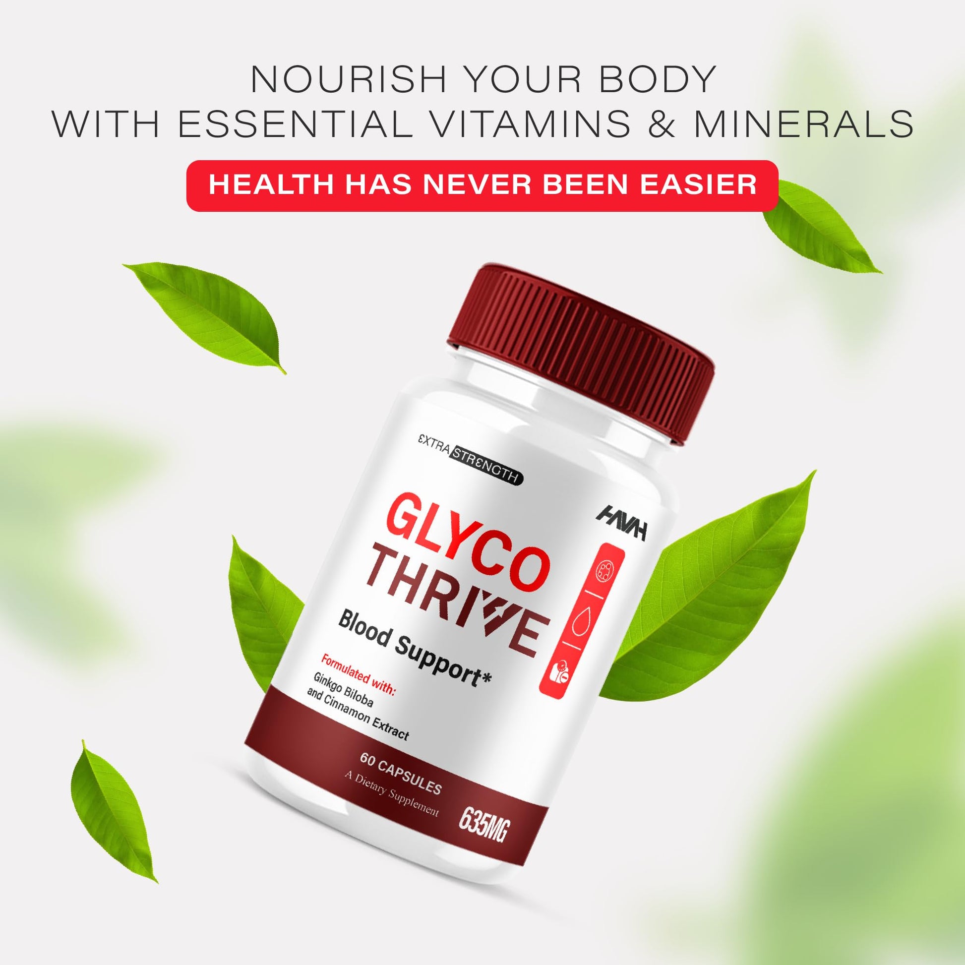 (2 Pack) Glyco Thrive Blood Support GlycoThrive Maximum Strength Capsules, Glyco Thrive Advanced Daily Multivitamin Health and Wellness Supplement, GlycoThrive Health Support Pills (120 Capsules) HavahAu supplements
