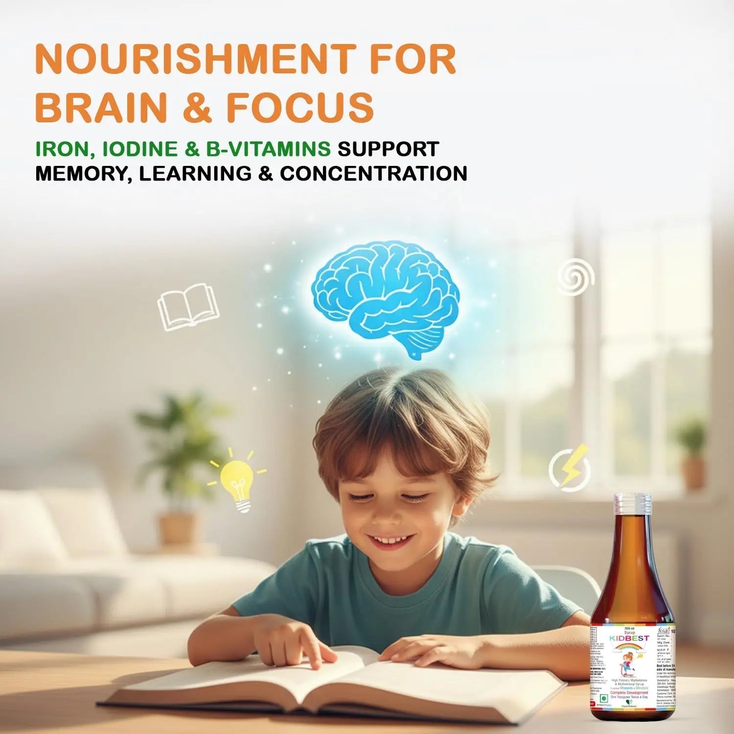 Kidbest Multivitamin Syrup for Kids 3-13 Years – Liquid Formula with 20 Nutrients for Appetite, Immunity, and Growth – Tasty Daily Vitamins HealthBestAu supplements