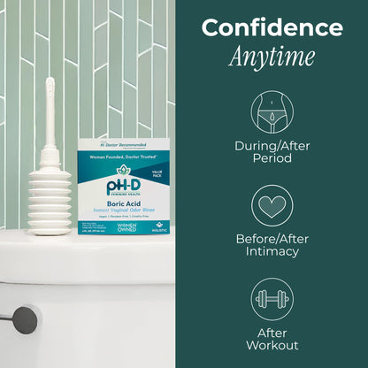 pH-D Feminine Health Support - Instant Odor Rinse with Boric Acid for Vaginal Odor - Vegan, Paraben-Free, Cruelty-Free, 6 Fl Oz Total, (3 Fl Oz, Pack of 2) pH-D Feminine Health SupportUS supplements
