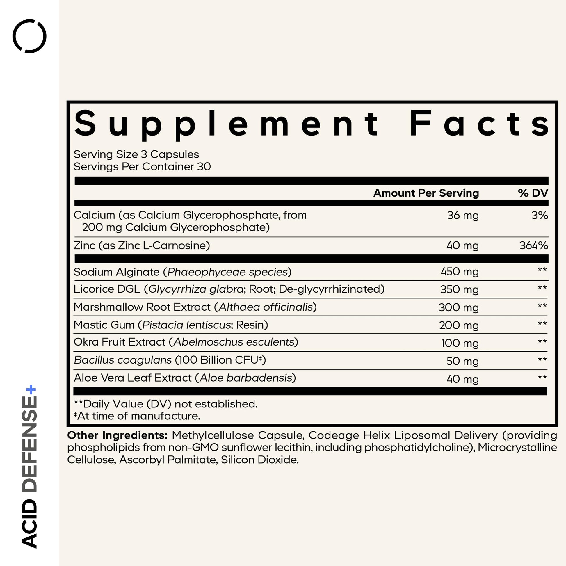 Codeage Acid Defense+ Supplement - Marshmallow Root, DGL Licorice, Aloe Vera, Probiotics, Alginic Acid, Zinc-L-Carnosine, Mastic Gum, Okra Fruit - Digestion Support - Non-GMO - 90 Capsules CodeageAu supplements