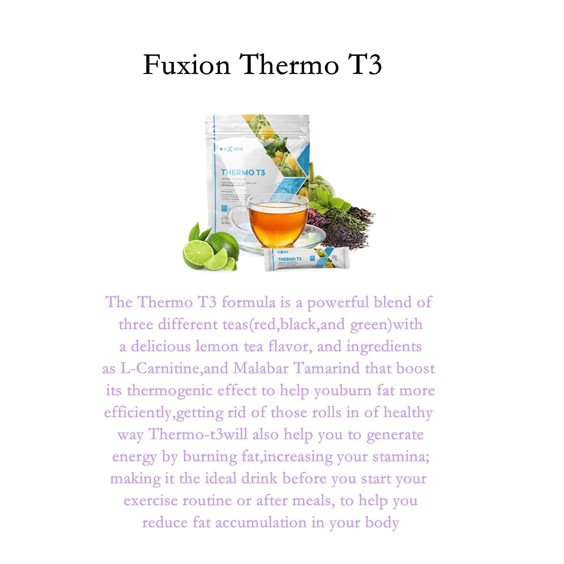 FuXion Thermo T3,Delicious Lemon Tea Flavor(Thermo TT3, 28 Sachets) CHNLMLAu supplements