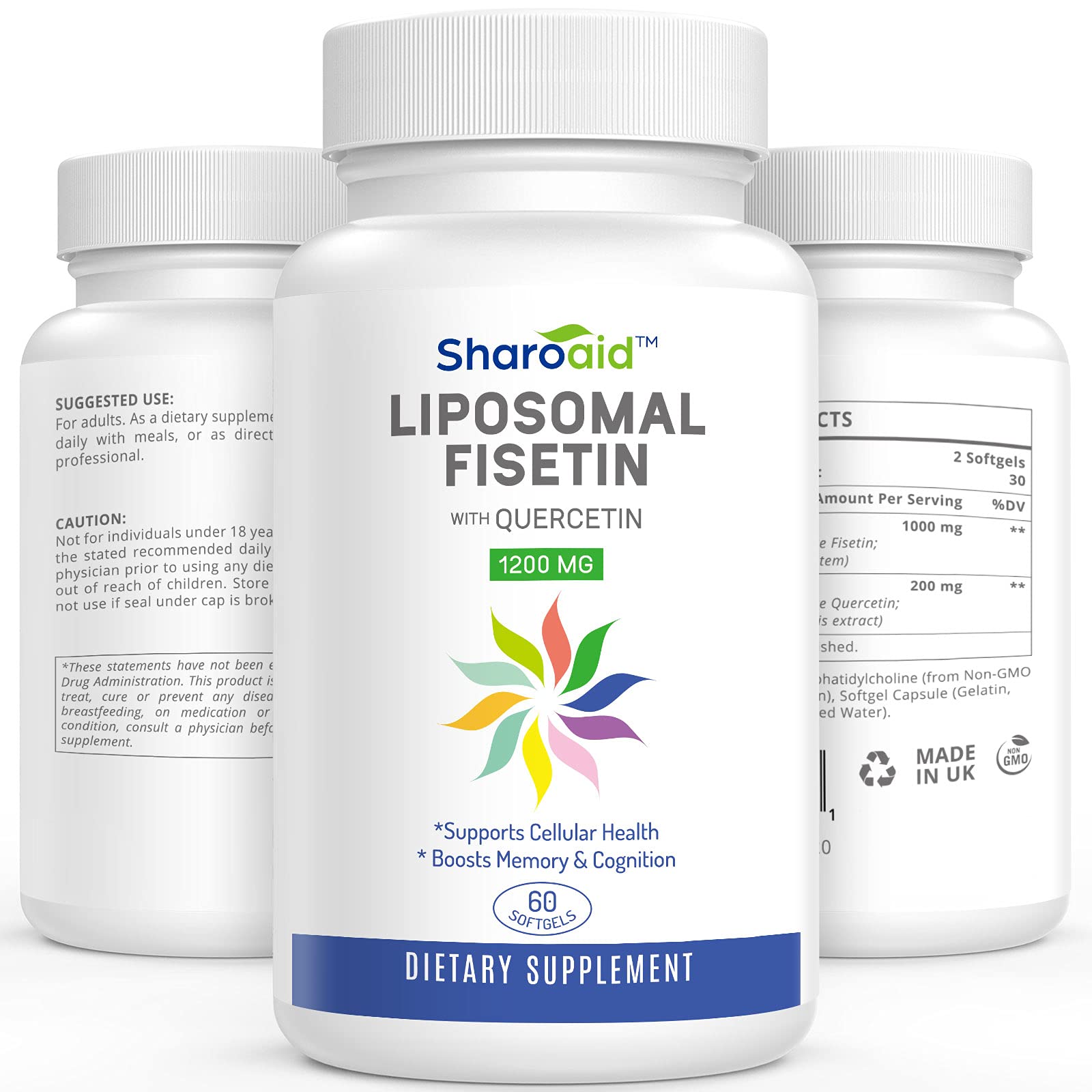 Sharoaid Liposomal Fisetin with Quercetin Supplements 1200 mg per Serving,High Absorpti SharoaidUS supplements