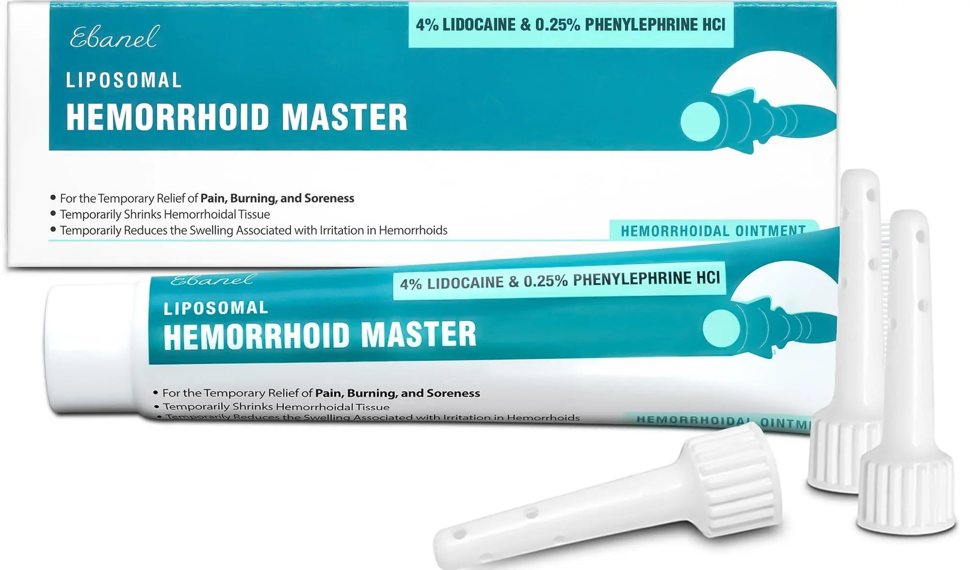 Ebanel 4% Lidocaine Hemorrhoid Treatment Ointment with Phenylephrine, Witch Hazel, Vitamin B6, Zinc Oxide, Frankincense, External and Internal Hemorrhoids Treatment Burn Itch Pain Relief Anal Cream EbanelAu supplements