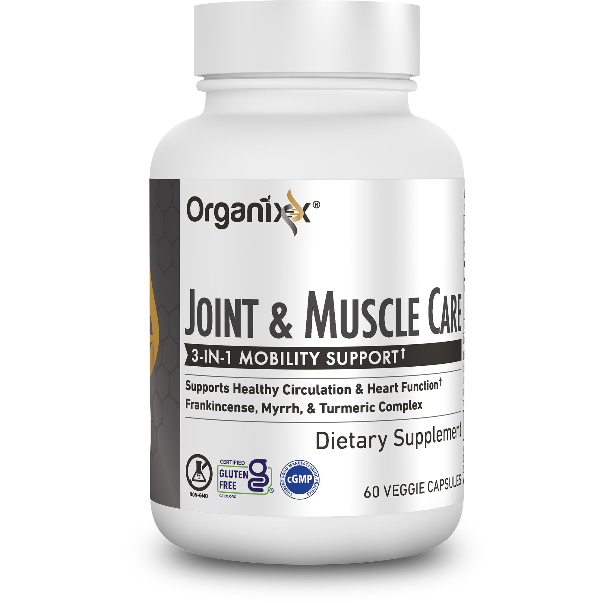 Organixx Joint & Muscle Care Organic Turmeric Supplement, 3-in-1 Frankincense, Turmeric and Myrrh Joint Health & Joint Support Supplement Body Care Capsules, Supports Swelling, Tension, 60 Capsules OrganixxAu supplements