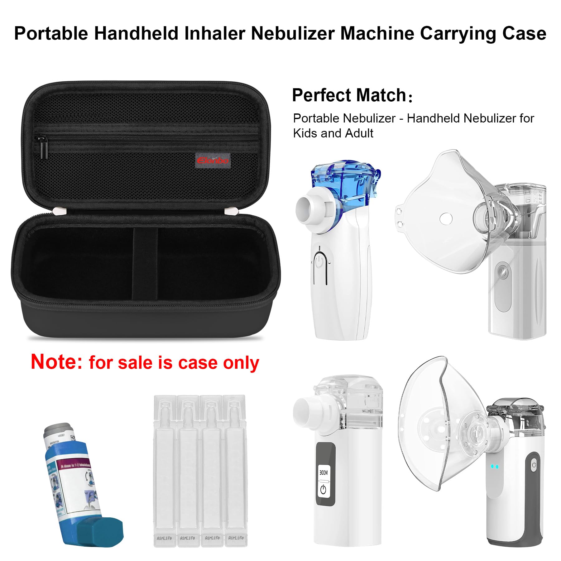 Elonbo Carrying Case for Portable Handheld Inhaler Nebulizer Machine for Adults and Kids ElonboUS supplements