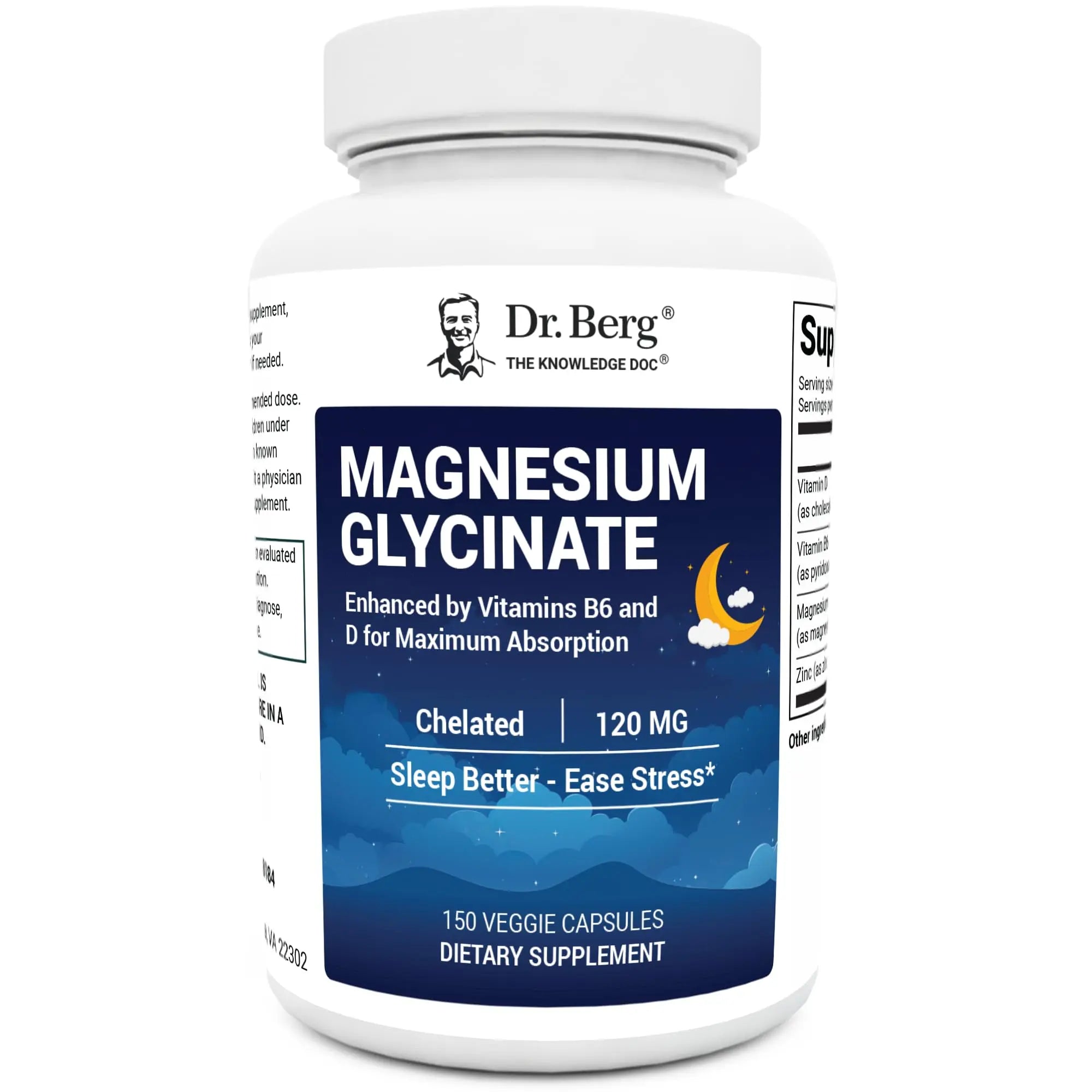 Dr. Berg Magnesium Glycinate 150ct – 4-in-1 Chelated for Muscle, Nerve, Sleep & Stress Support*– w/ D3, B6 & Zinc – 4X Lab-Tested – No Fillers – Formulated in USA, GMP-Certified Dr. Berg Nutritionalsnz supplements