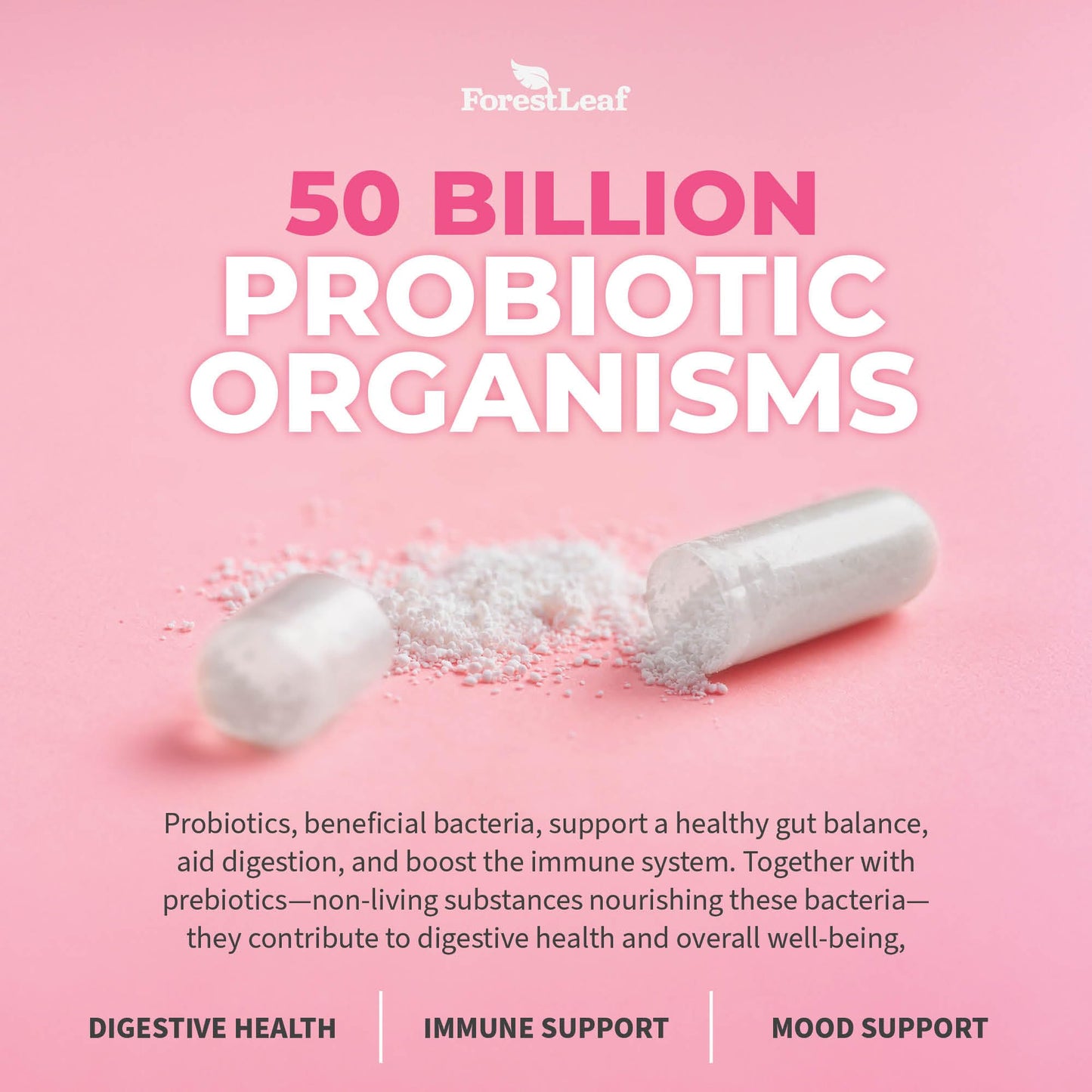 ForestLeaf Womens Probiotic 50 Billion CFU with Organic Prebiotics, Digestive Enzymes ForestLeafUS supplements