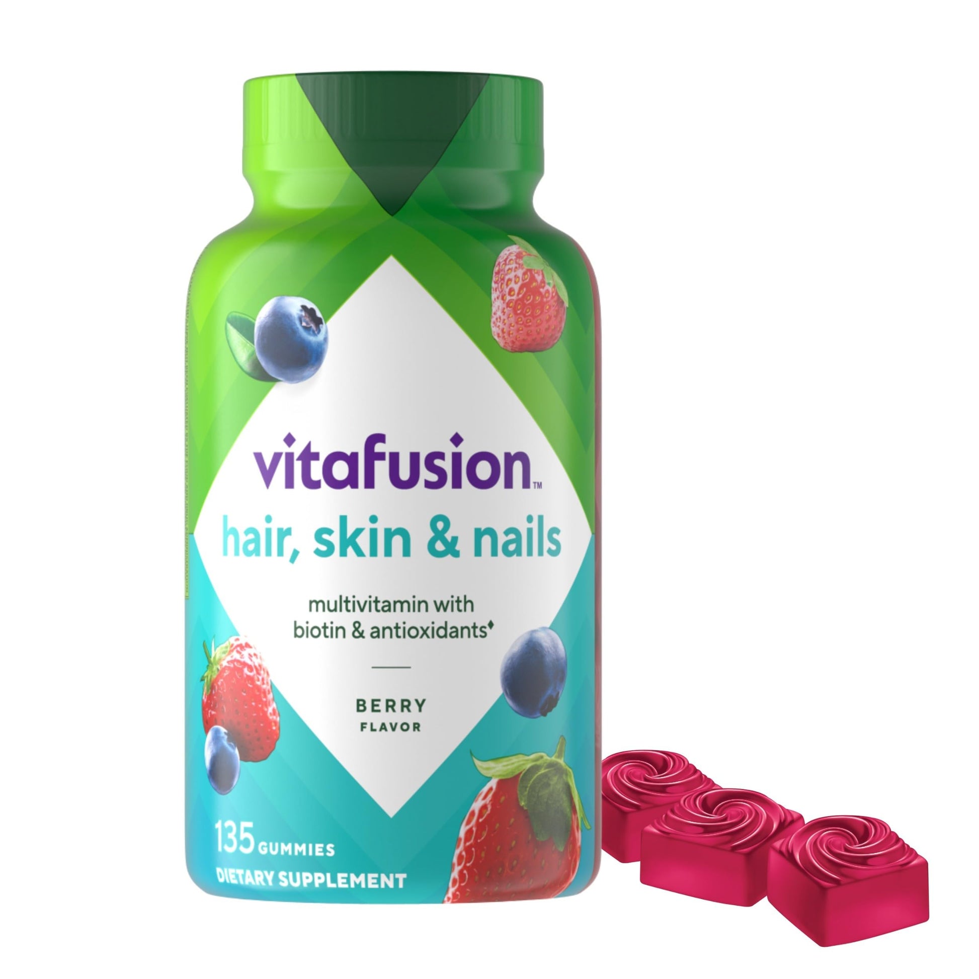 Vitafusion Gorgeous Hair, Skin & Nails Multivitamin Gummy Vitamins, plus Biotin and Antioxidant vitamins C&E, Raspberry Flavor VitafusionAu supplements