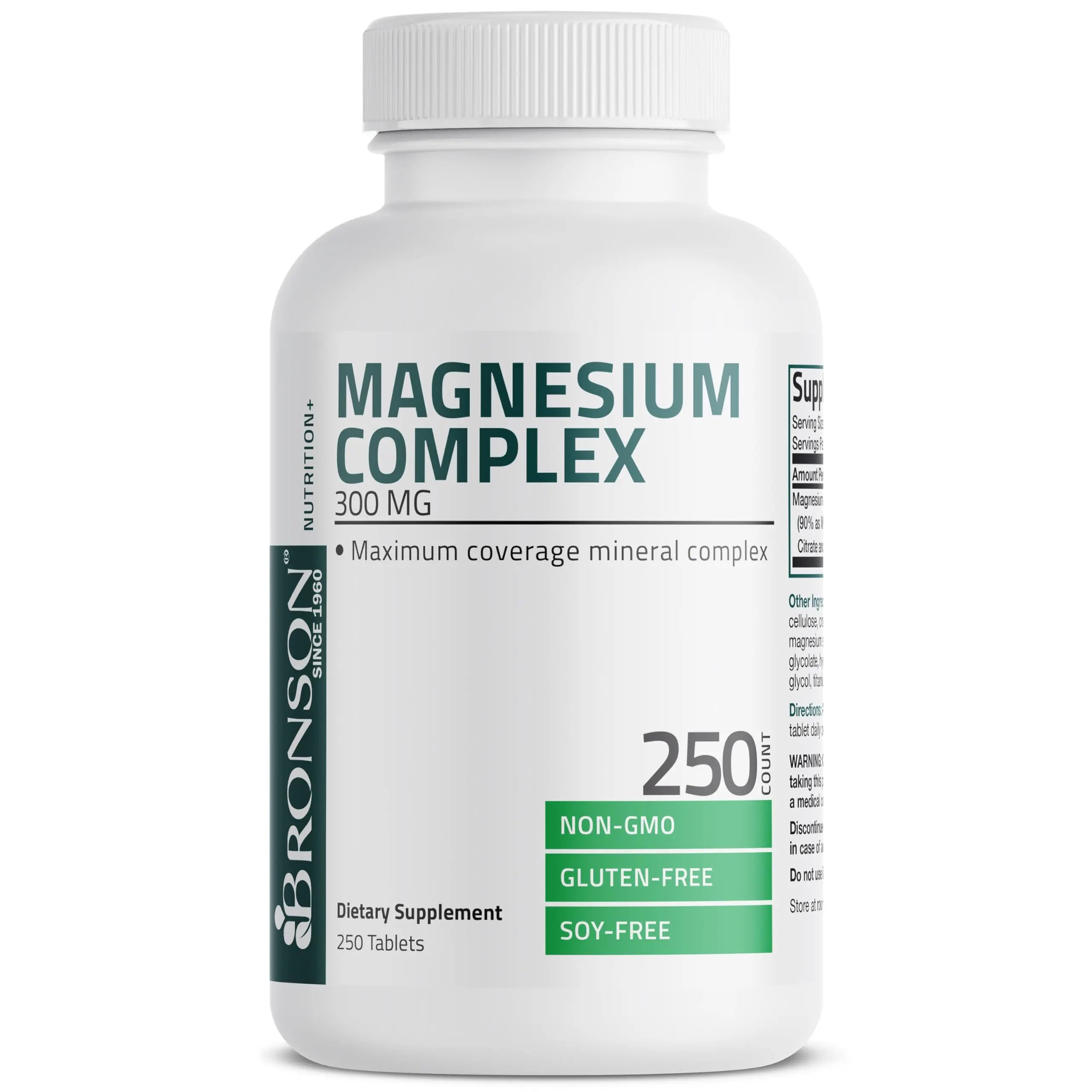 Bronson Triple Magnesium Complex Maximum Coverage 300mg - Non-GMO Formula, 250 Tablets Bronsonnz supplements