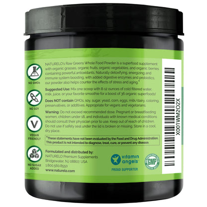 NATURELO Raw Greens Superfood Powder - Wild Berry Flavor - Boost Ener NATURELOUS supplements