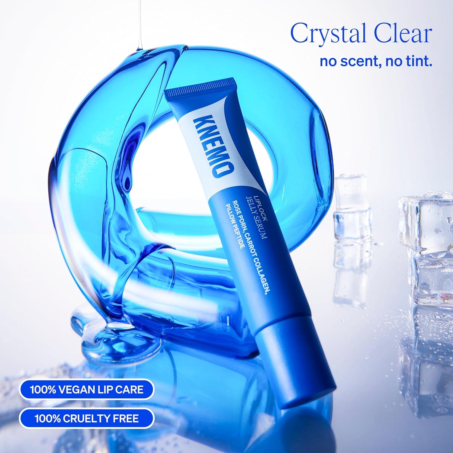 KNEMO LipLock Jelly Serum for Dry Lips, Long-Lasting, Hydrating, Plumping, Glossy Mask with Rose PDRN, Carrot Collagen, Pillow Peptide, Moisturizing Tinted Lip Balm. (Crystal Clear) KNEMOAu supplements