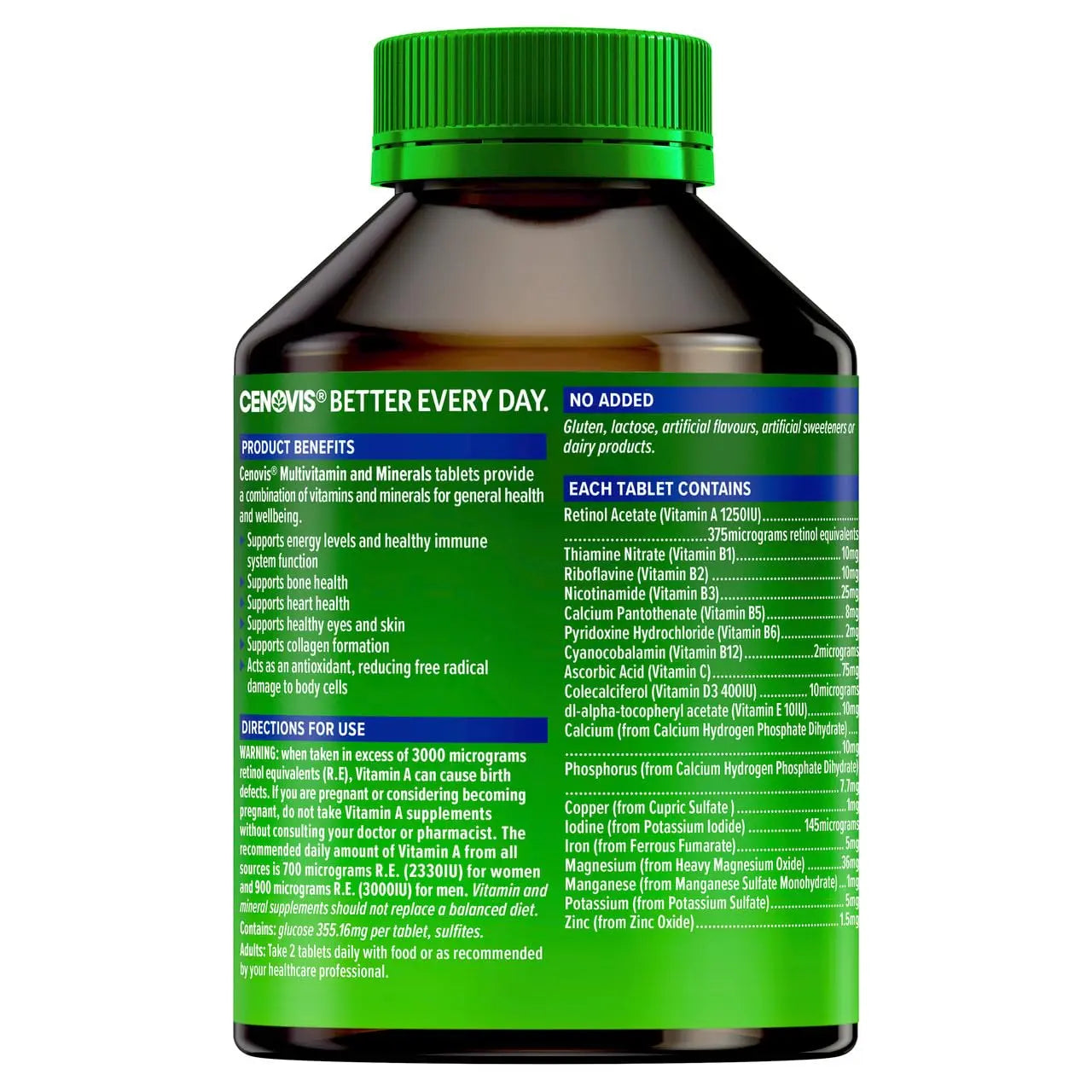 Cenovis Multivitamin and Minerals 200 Tablets CenovisAu supplements