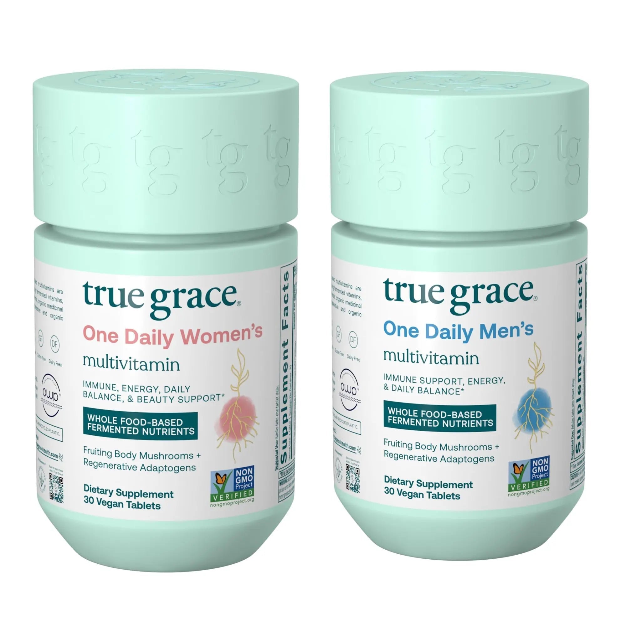 True Grace One Daily Men’s Multivitamin (30 Vegan Tablets) + One Daily Women’s Multivitamin (30 Vegan Tablets) - Non-GMO & Gluten Free - 30-Day Supply of Each True GraceAu supplements