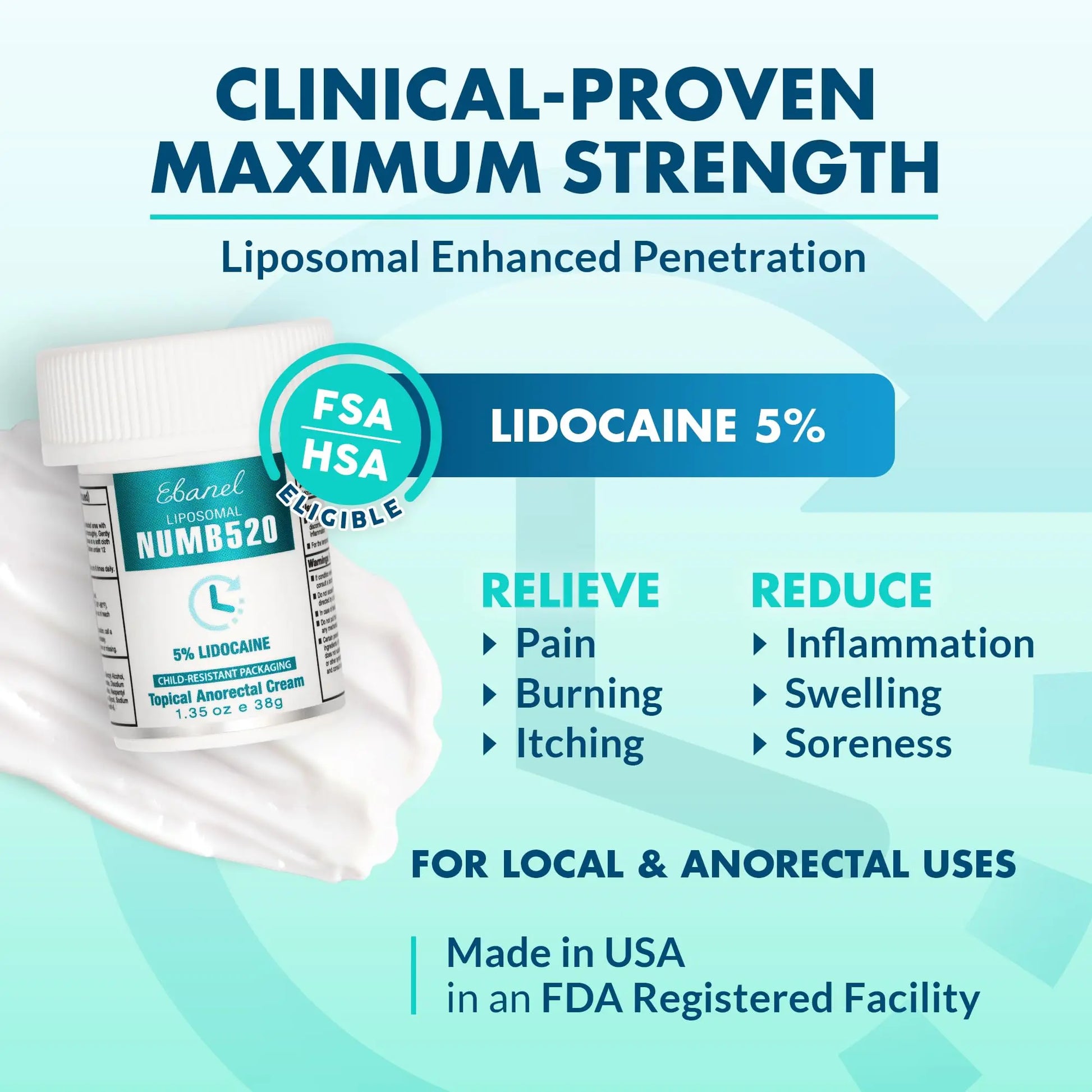 Ebanel 5% Lidocaine Numbing Cream, 2-Pack Pain Relief Burn Itch Numb Cream, Maximum Strength Topical Anesthetic with Allantoin, Vitamin E for Local and Anorectal Uses, Hemorrhoid Treatment EbanelAu supplements