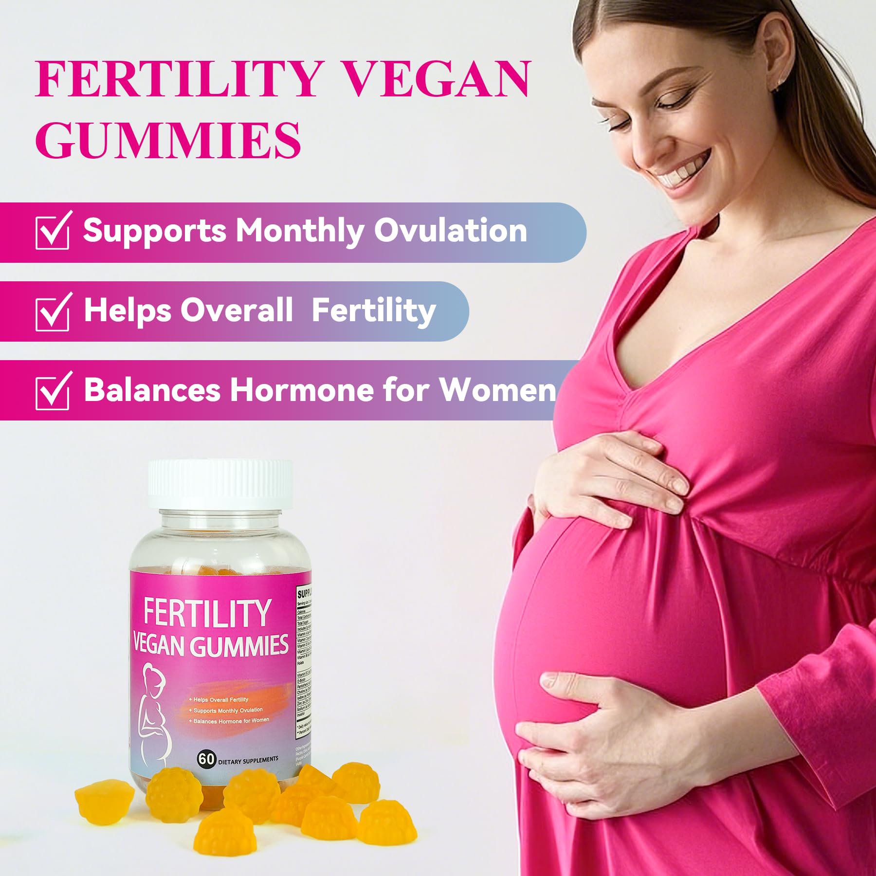 Fertility Gummies for Women to Get Pregnant Fast, Folic Acid Conception Gummies to Boost Fertility for Her, 60 Count Fertility Vitamin Gummy Support Hormone Balance, Ovulation & Period Cycle AromlifeAu supplements