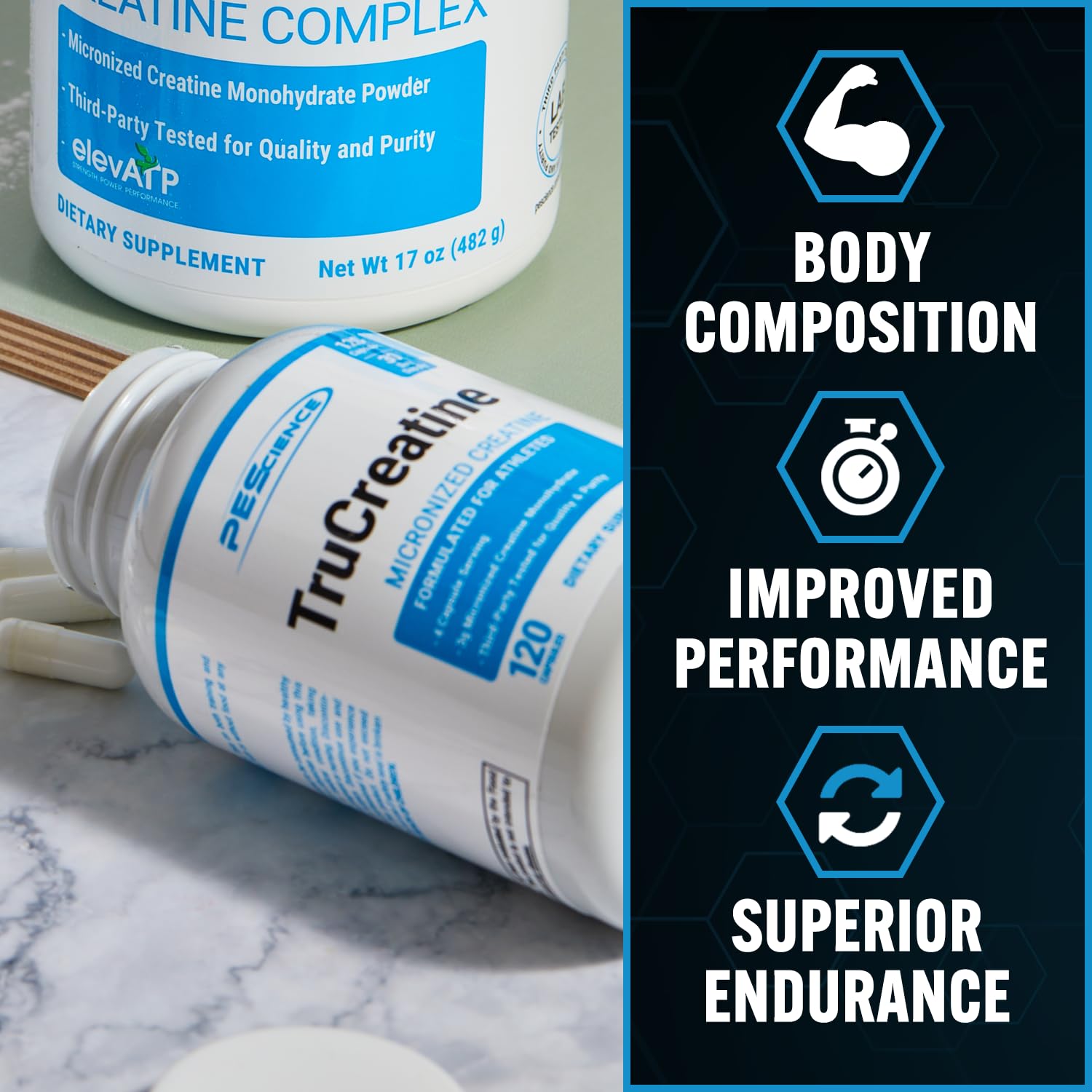 PEScience TruCreatine Creatine Pills, Easy-to-Take Creapure Creatine Capsules, Monohydrate, for Men & Women, Supports Muscle Growth, Strength & Recovery, Cognition, 3g Per Serving, 120 Capsules PEScienceAu supplements