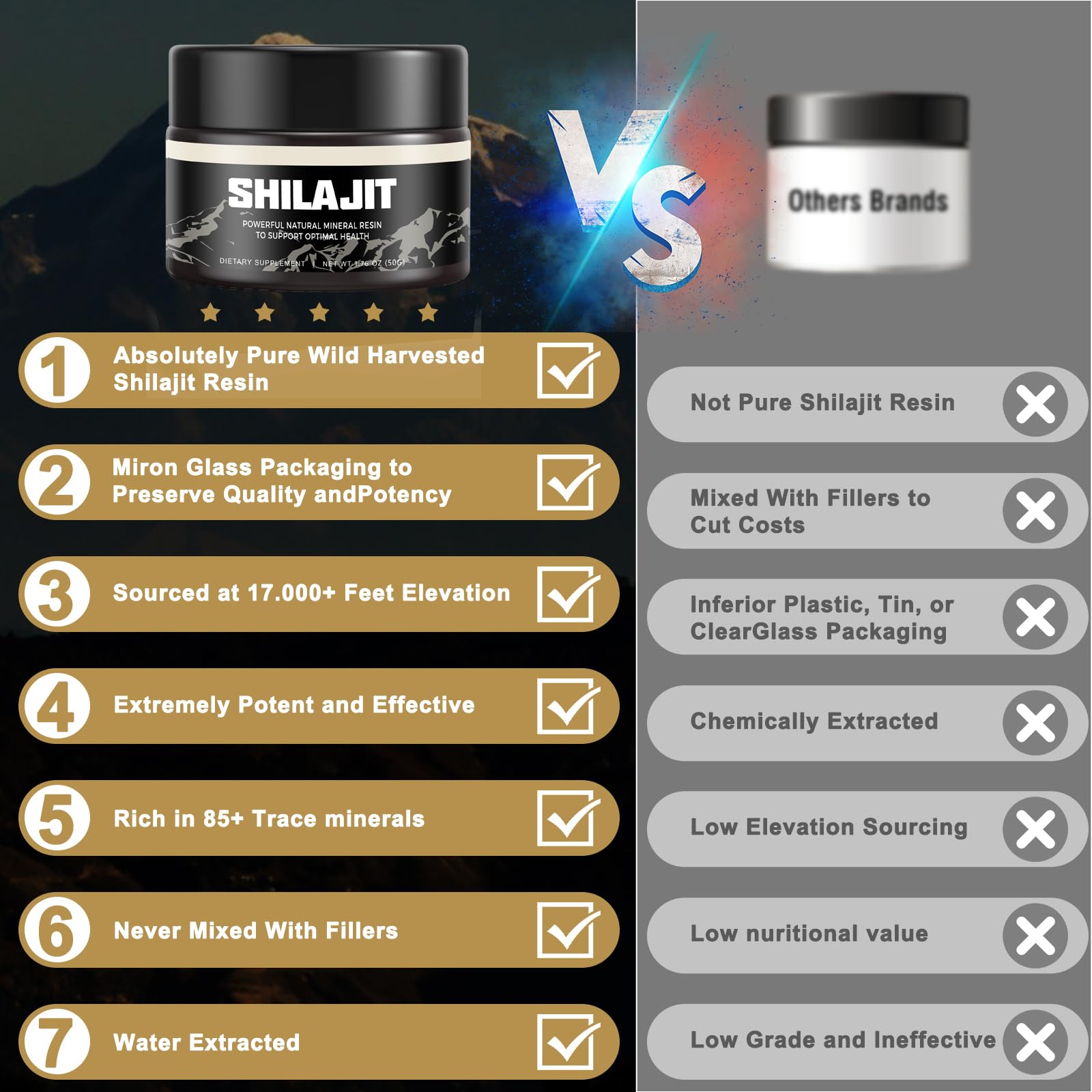 Shilajit Pure Himalayan Organic Shilajit Resin - Gold Grade 100% Shilajit Supplement ScarremoverAu supplements