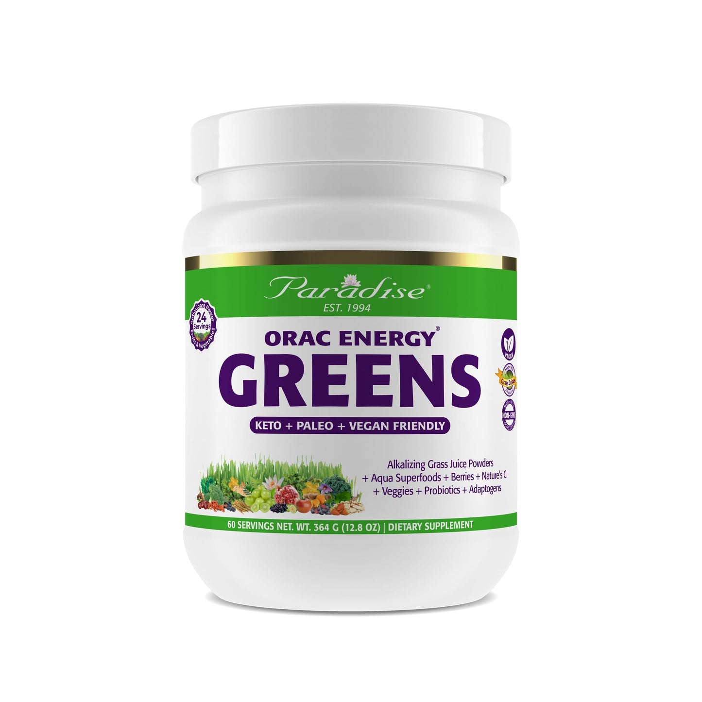 Paradise ORAC Energy Greens Powder Extract, Super Antioxidants, Probiotics for Gut Paradise HerbsUS supplements