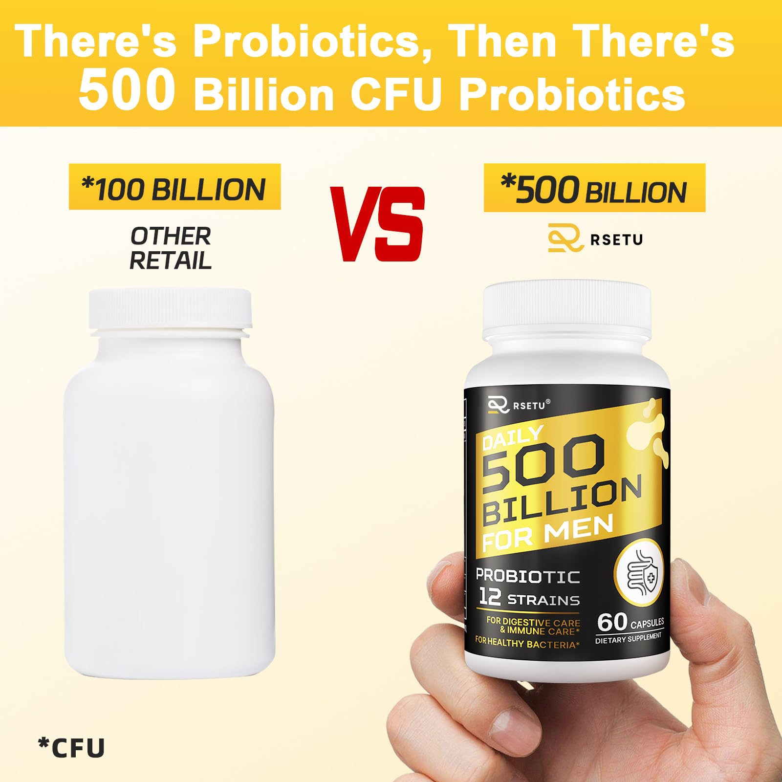 Probiotics for Men, 500 Billion CFUs & 12 Strains Mens Probiotic with Turmeric Cranberry, Goji, Gut Health for Men, for Digestive Health, Gut, Bloating & Gas, Immune, Energy Support, 120-Day Supply RSETUAu supplements