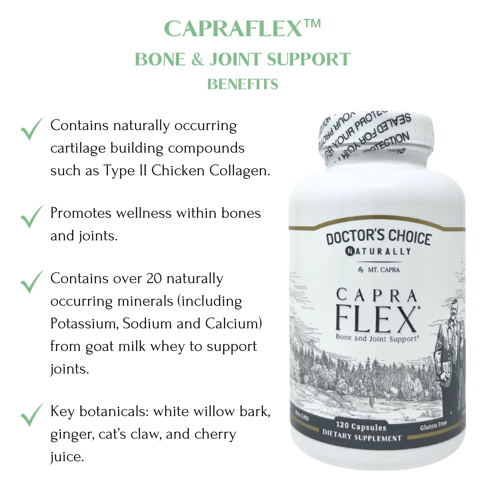 CapraFlex by Mt. Capra | Bone and Joint Support Supplement with Chicken Collagen, Hyaluronic Acid, Turmeric, and Herbs for Joint Vitality | 30 Servings - 120 Capsules Mt CapraAu supplements