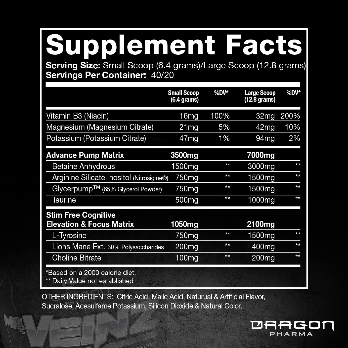 DRAGON PHARMA Mr. Veinz Stim Free Pre-Workout, Extreme Pump & Nootropic Catalyst DRAGON PHARMAAu supplements
