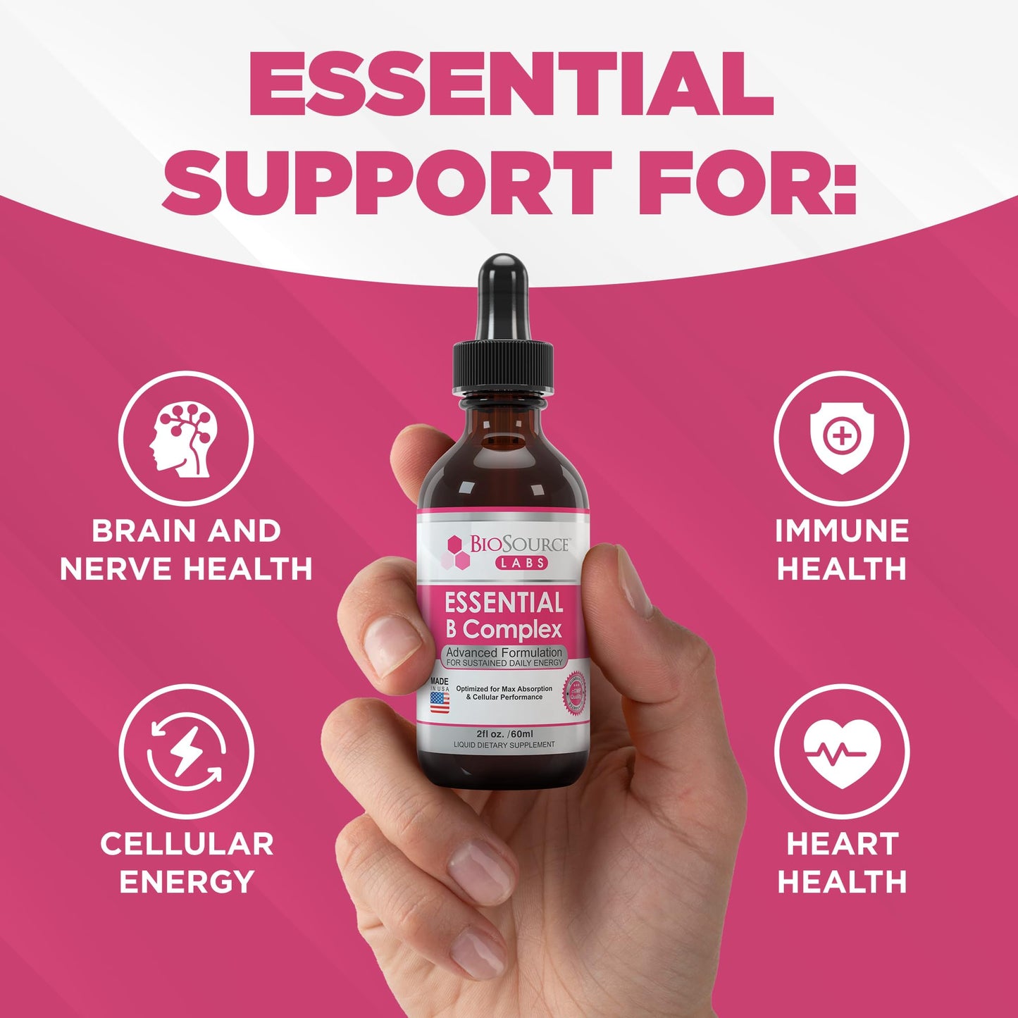 BioSource Labs Essential B Complex - Daily Vegan Vitamin B-Complex Sublingual Liquid BioSource LabsUS supplements