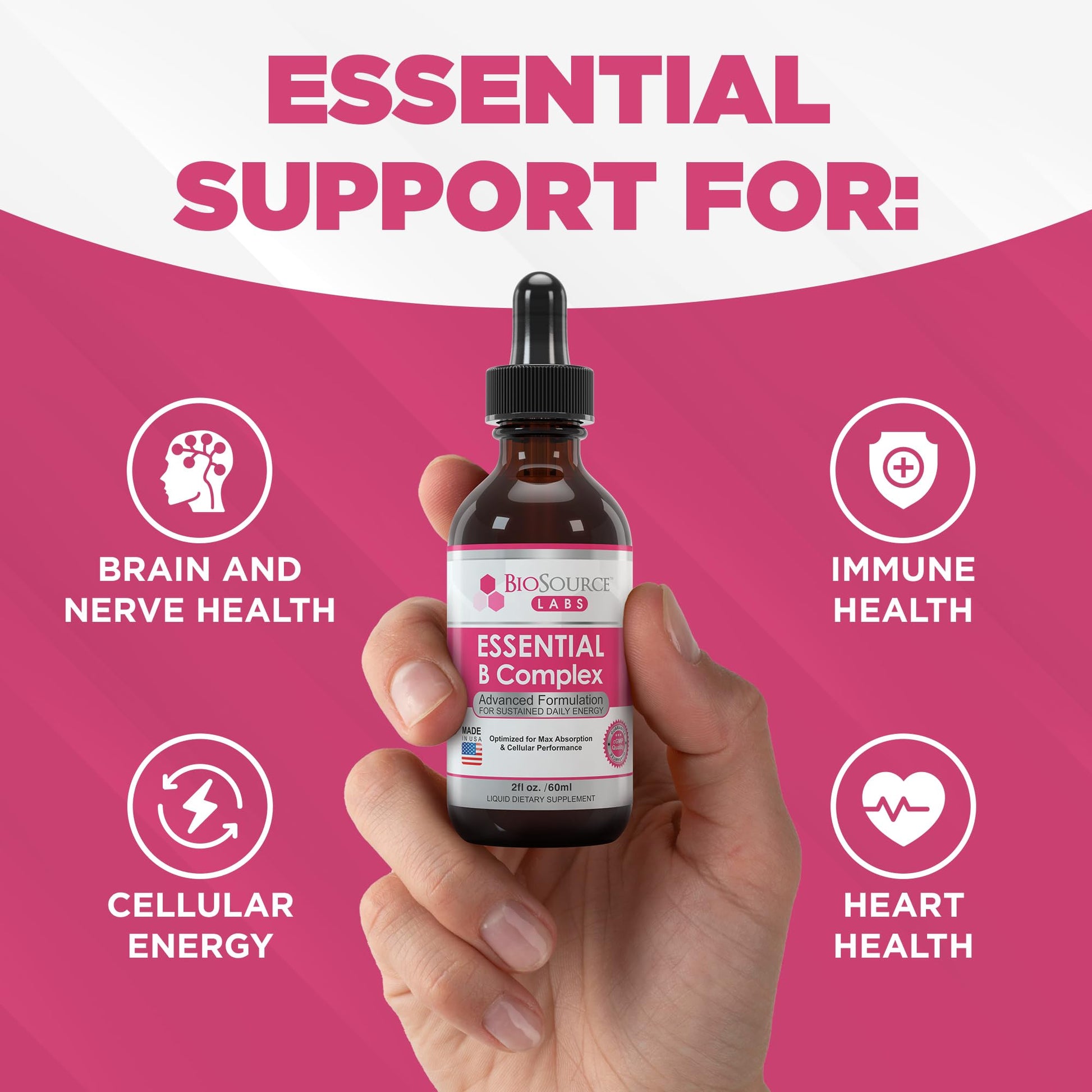 BioSource Labs Essential B Complex - Daily Vegan Vitamin B-Complex Sublingual Liquid BioSource LabsUS supplements
