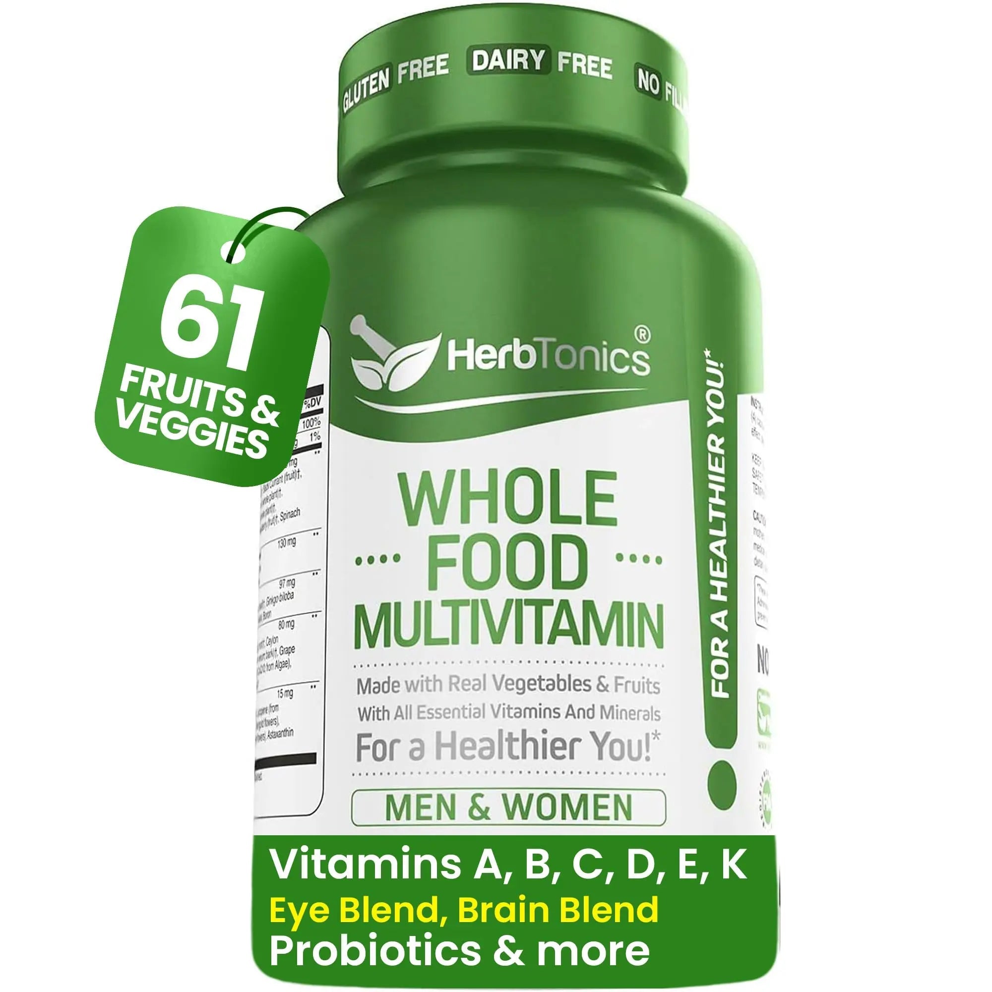 Herbtonics Whole Food Multivitamin for Men & Women – Vegan Multivitamin with Real Fruits & Veggies, Probiotics, CoQ10 HerbtonicsAu supplements
