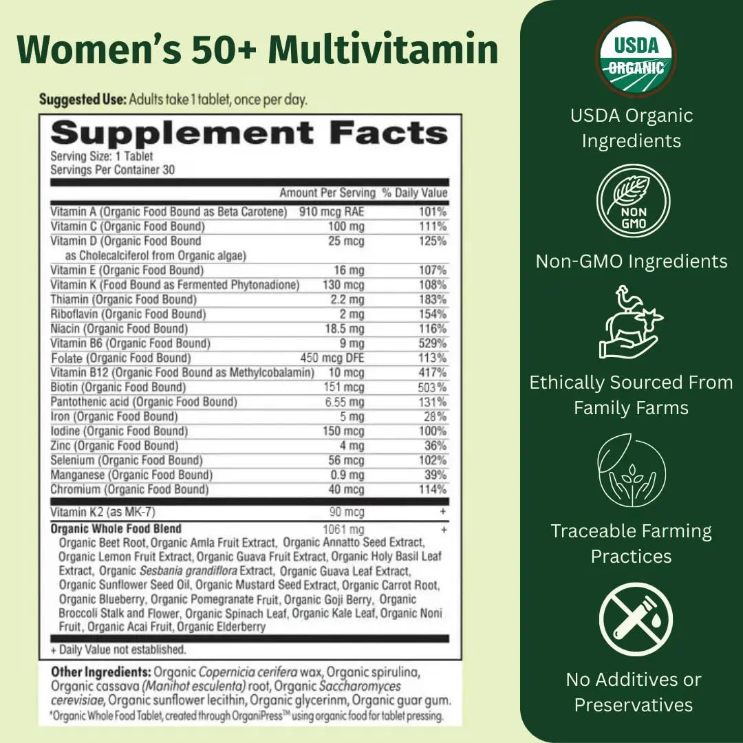 EarthFirst Organic Women's & Men's 50+ Once Daily Multi Bundle,19 Vitamins from Herbs & Superfoods, 30 Count EarthFirst Organicnz supplements