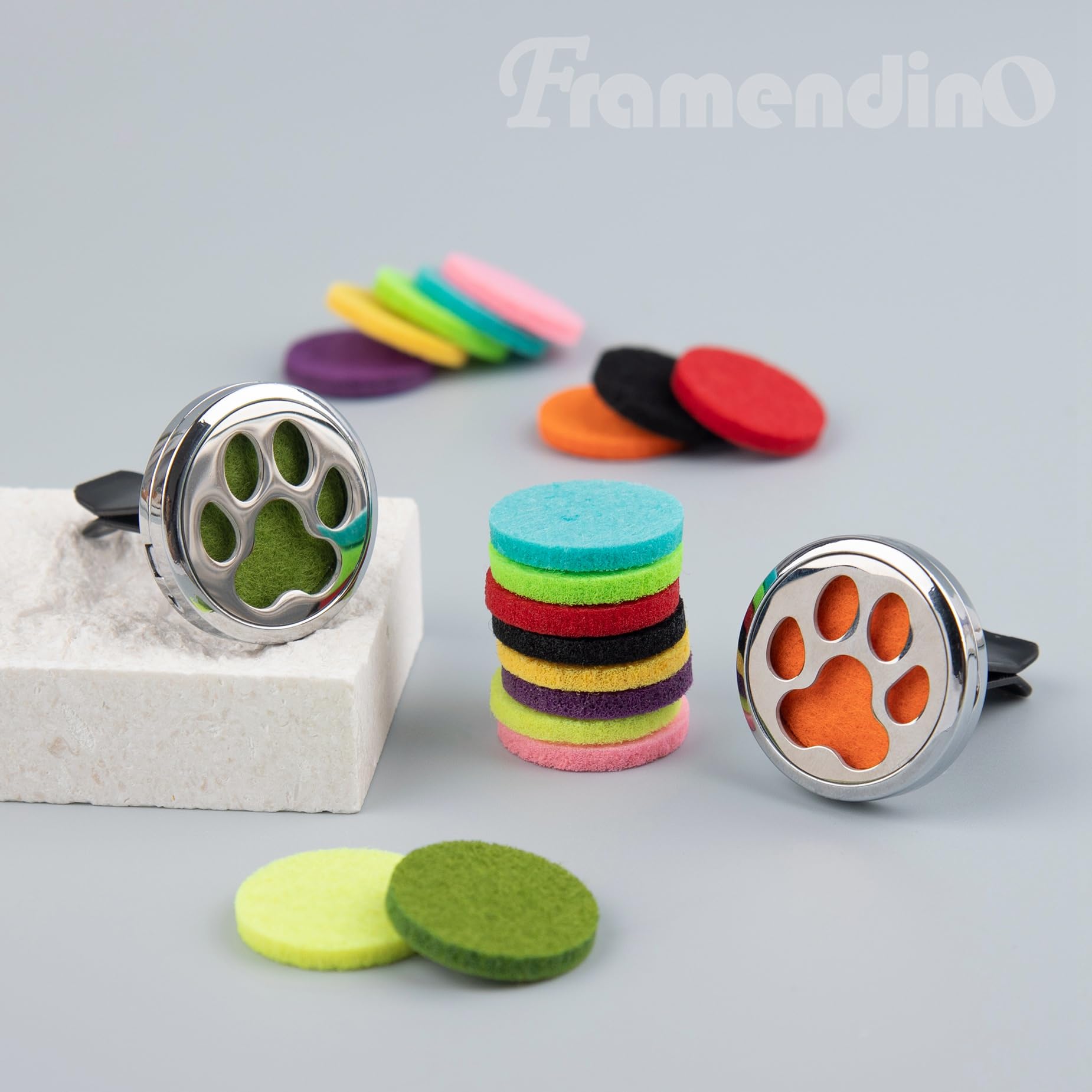 Framendino, 2 Pack Dog Paw Print Locket for Essential Oil Diffuser with 20 Felt Refill Pads FramendinoAu supplements