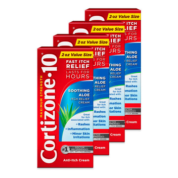 Cortizone-10 Maximum Strength Soothing Aloe Itch Relief Cream, 1% Hydrocortisone, Fast-Acting, Anti-Itch Cream for Bug Bites, Rash, Eczema, Psoriasis, Poison Ivy, Oak, Sumac, 2 oz (Pack of 4) Cortizone 10Au supplements