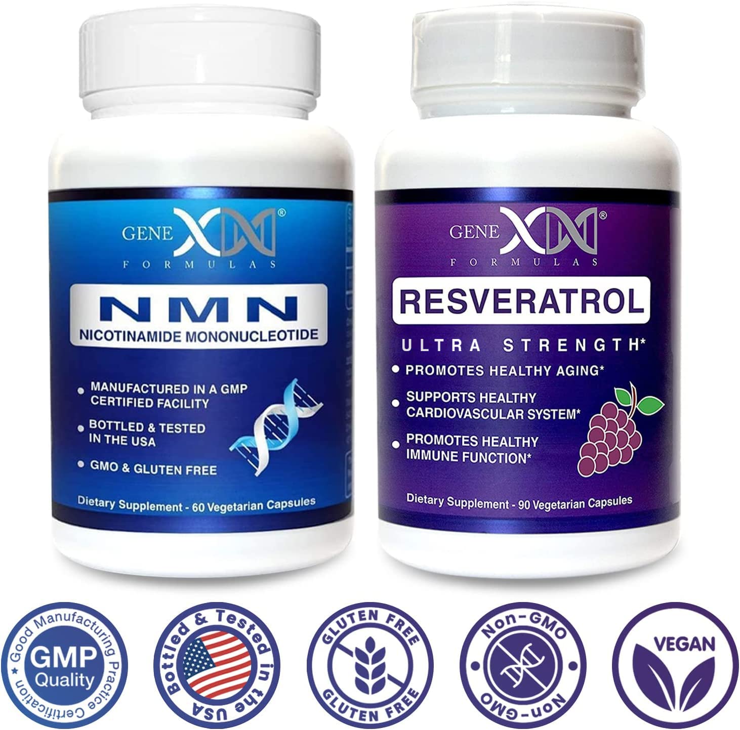 Genex Formulas NMN and Resveratrol Dynamic Duo Supplements | 250mg NAD+ Precursor and Ultra Strength 1500mg Resveratrol w/BioPerine, for Healthy Aging Support Genex FormulasAu supplements