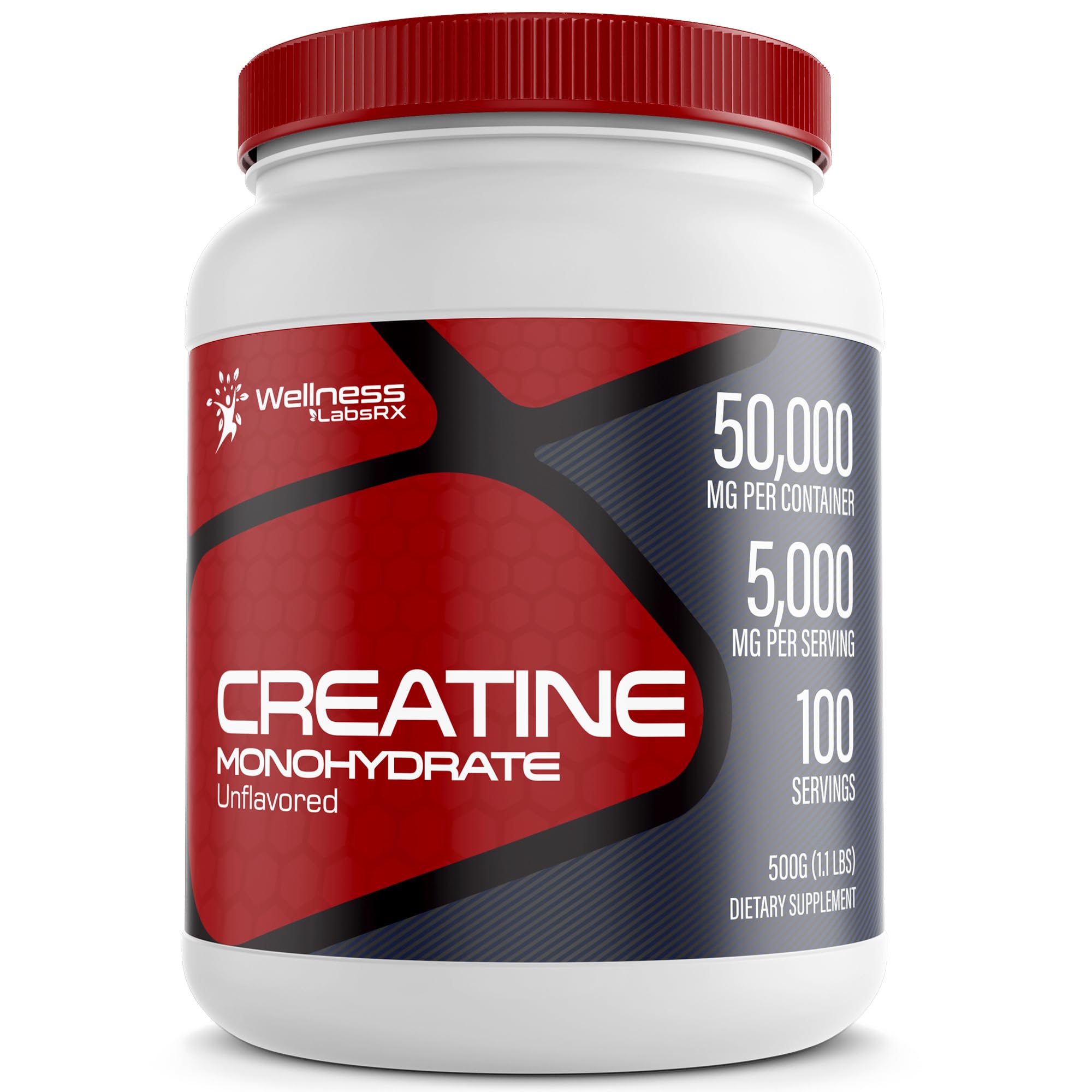 Creatine Monohydrate Powder - 5000mg Micronized for Muscle Growth, Enhanced WELLNESS LABSRXUS supplements