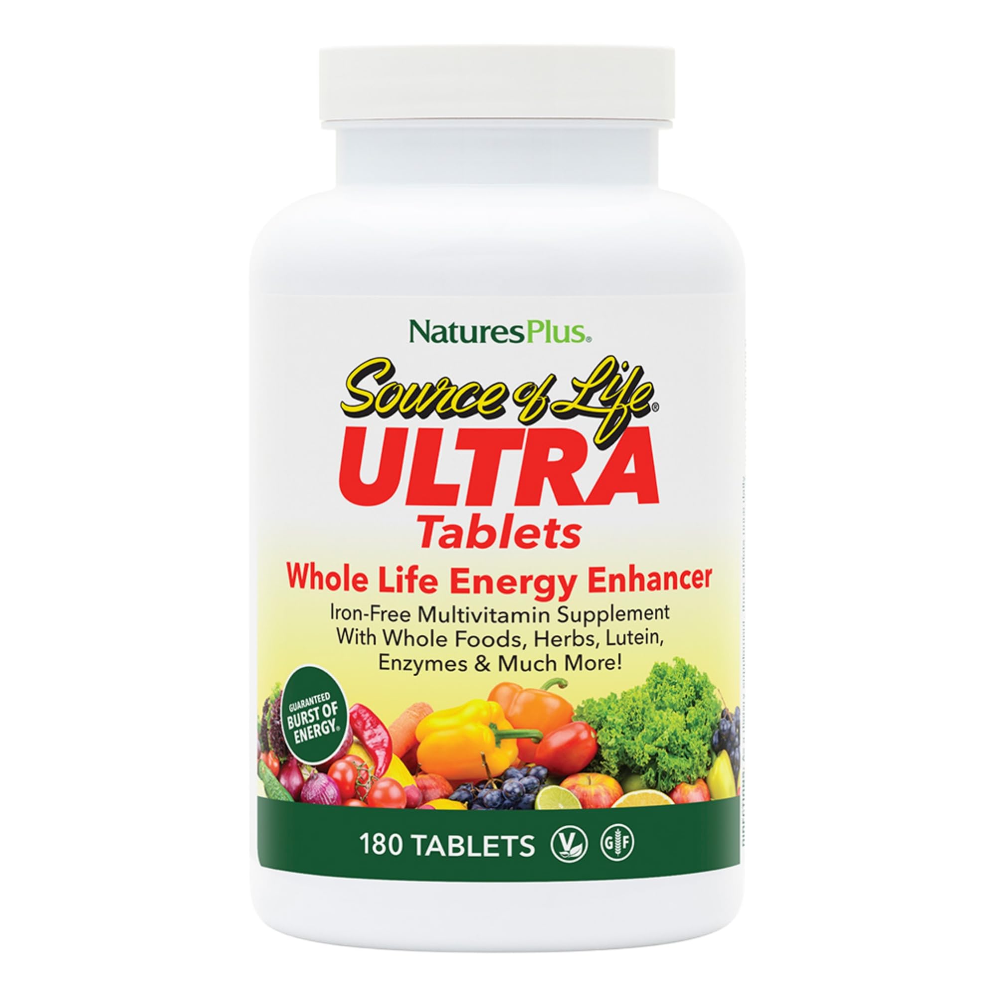 NaturesPlus Ultra Source of Life No-Iron Multivitamin - 180 Tablets - Supports Immune Health, Energy & Overall Well-Being - with Lutein & Vitamin D3 - Vegetarian & Gluten Free - 60 Servings NaturesPlusAu supplements