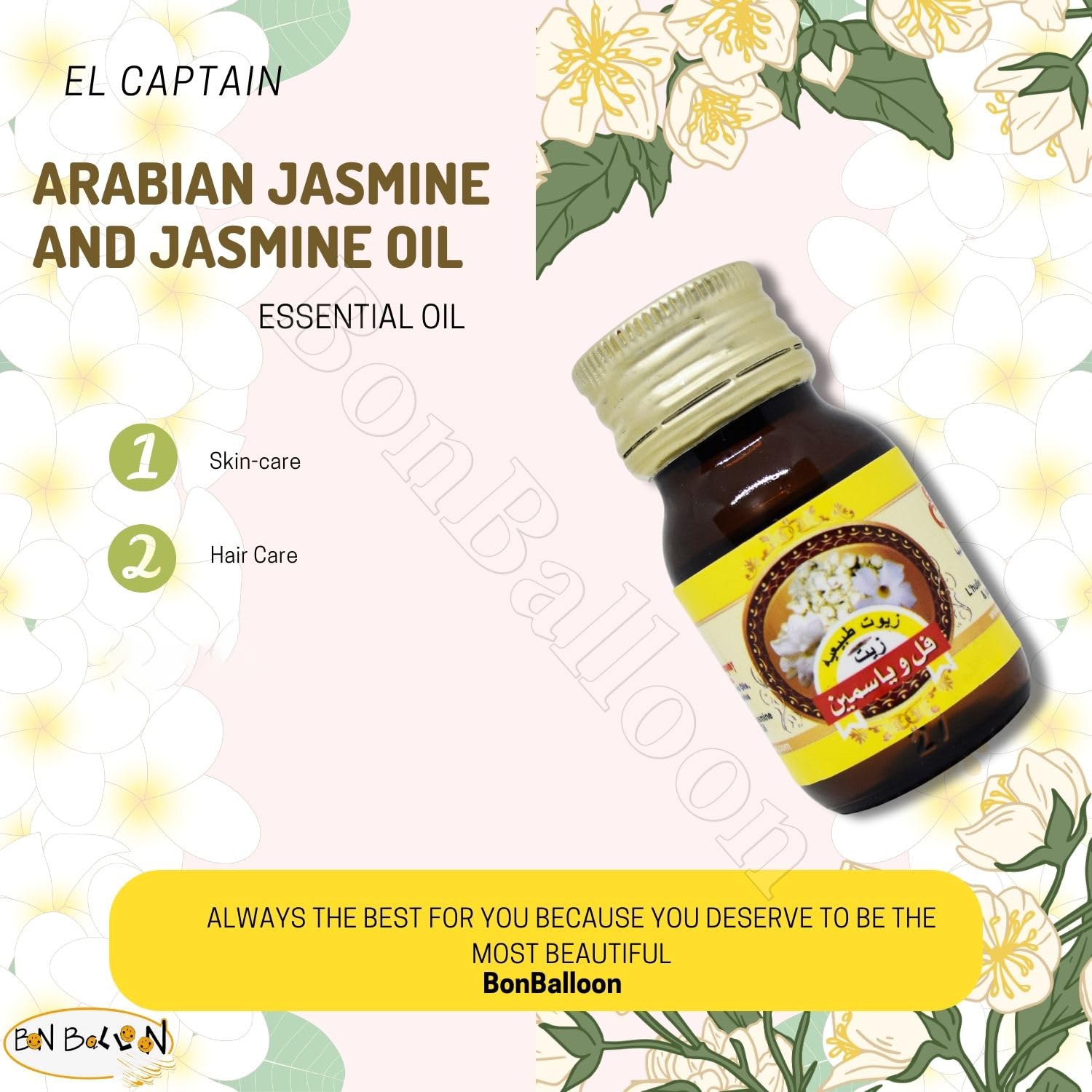 1 Pack Pure & Natural Jasmine Oil Cold Pressed El Captain Elcaptain Natural Concentrated Crude bonballoonAu supplements